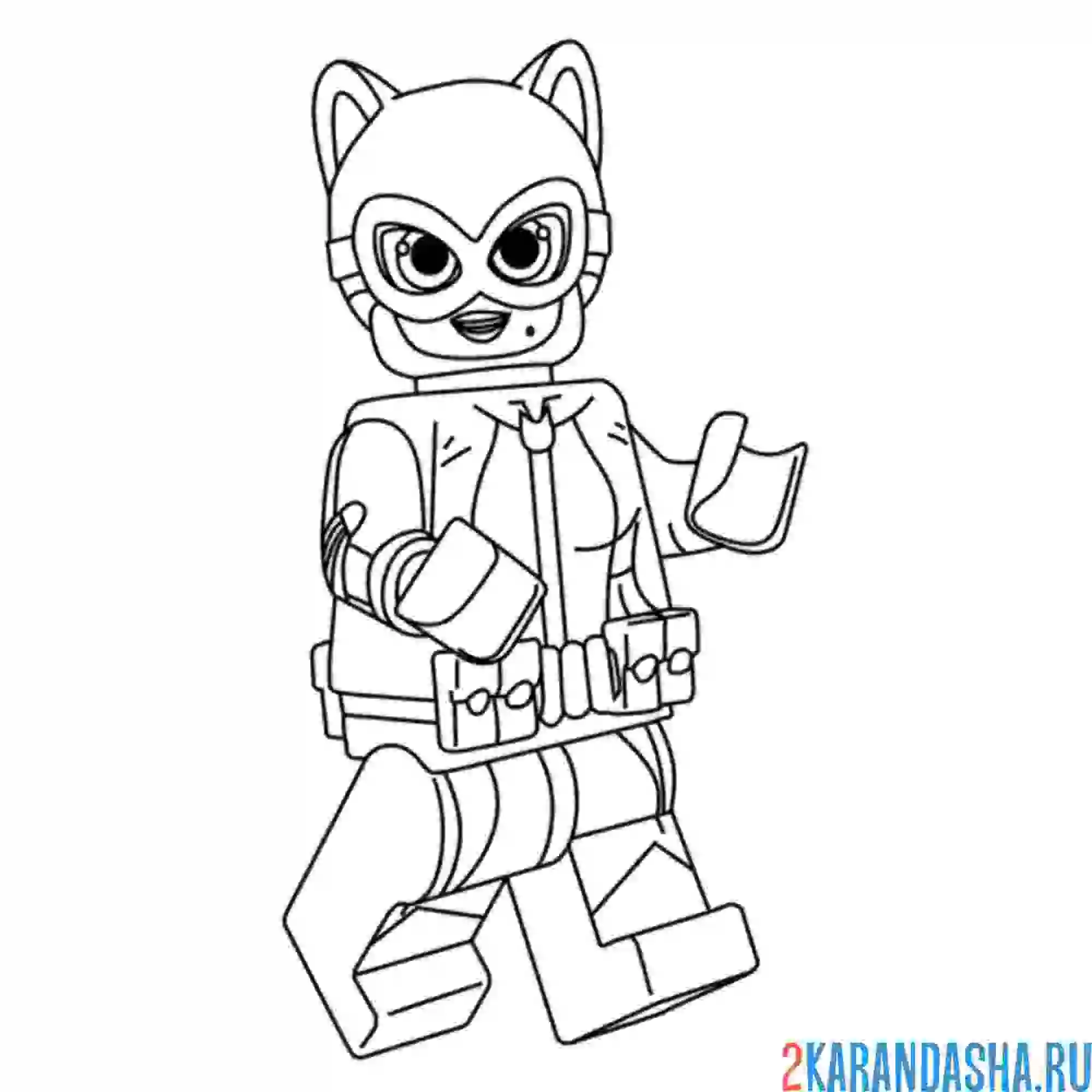Раскраска лего женщина-кошка