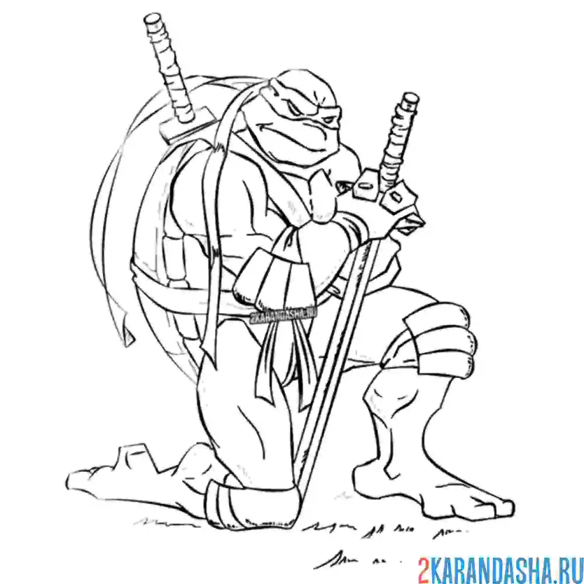 Раскраска леонардо черепашка-ниндзя в позе