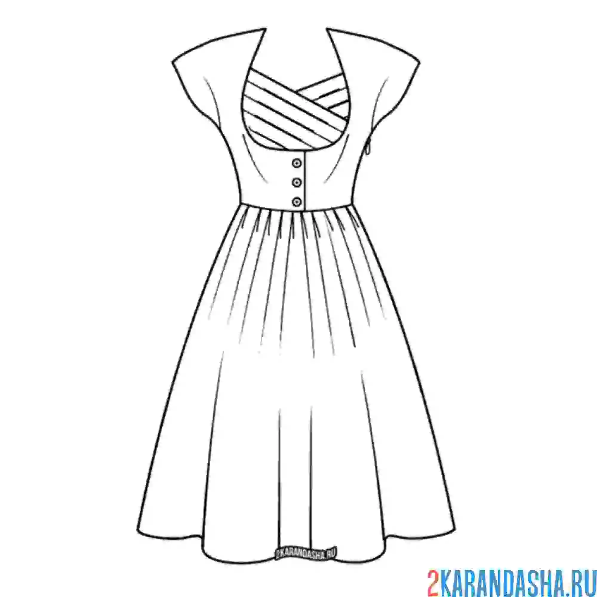 Раскраска летнее простое платье