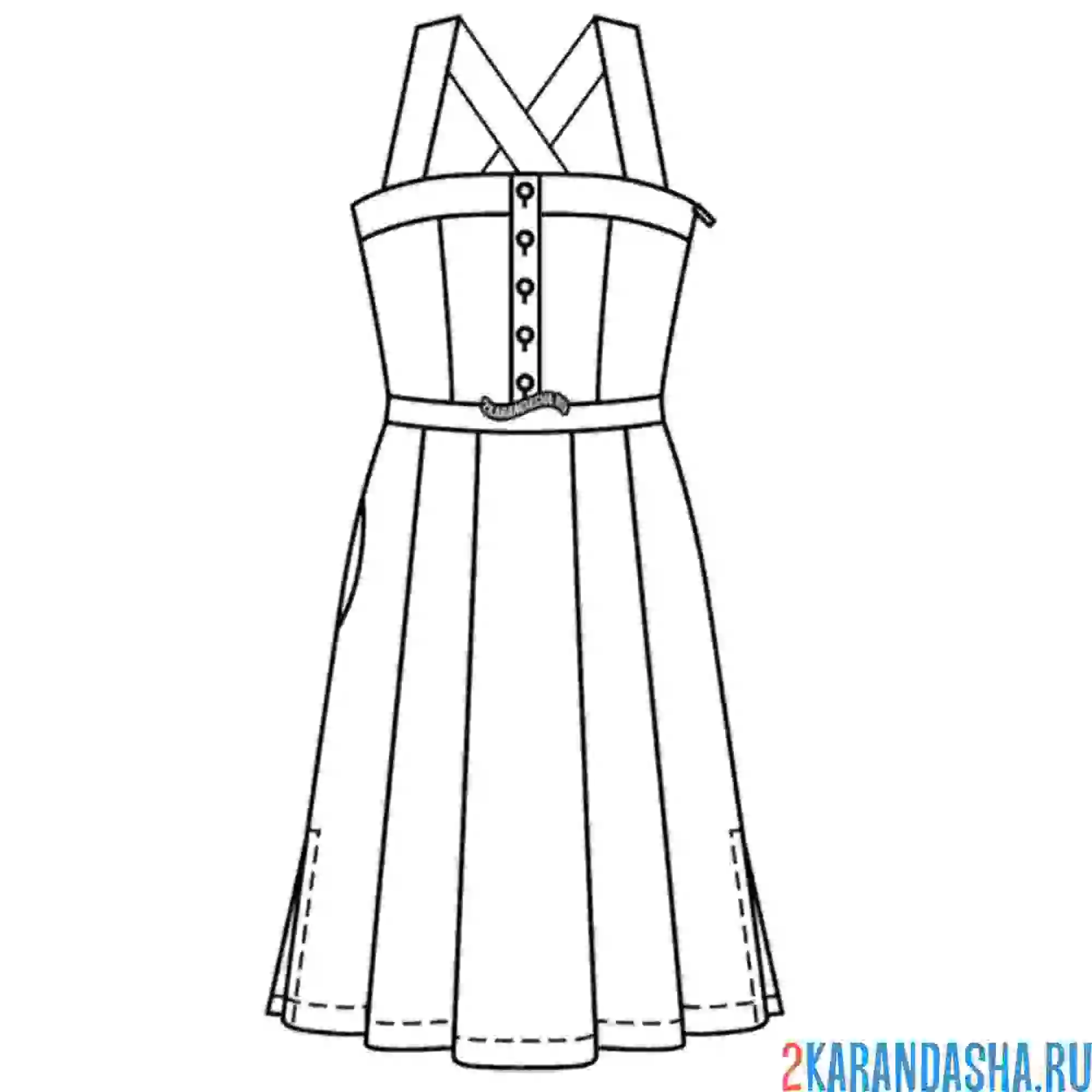 Раскраска летний сарафан платье