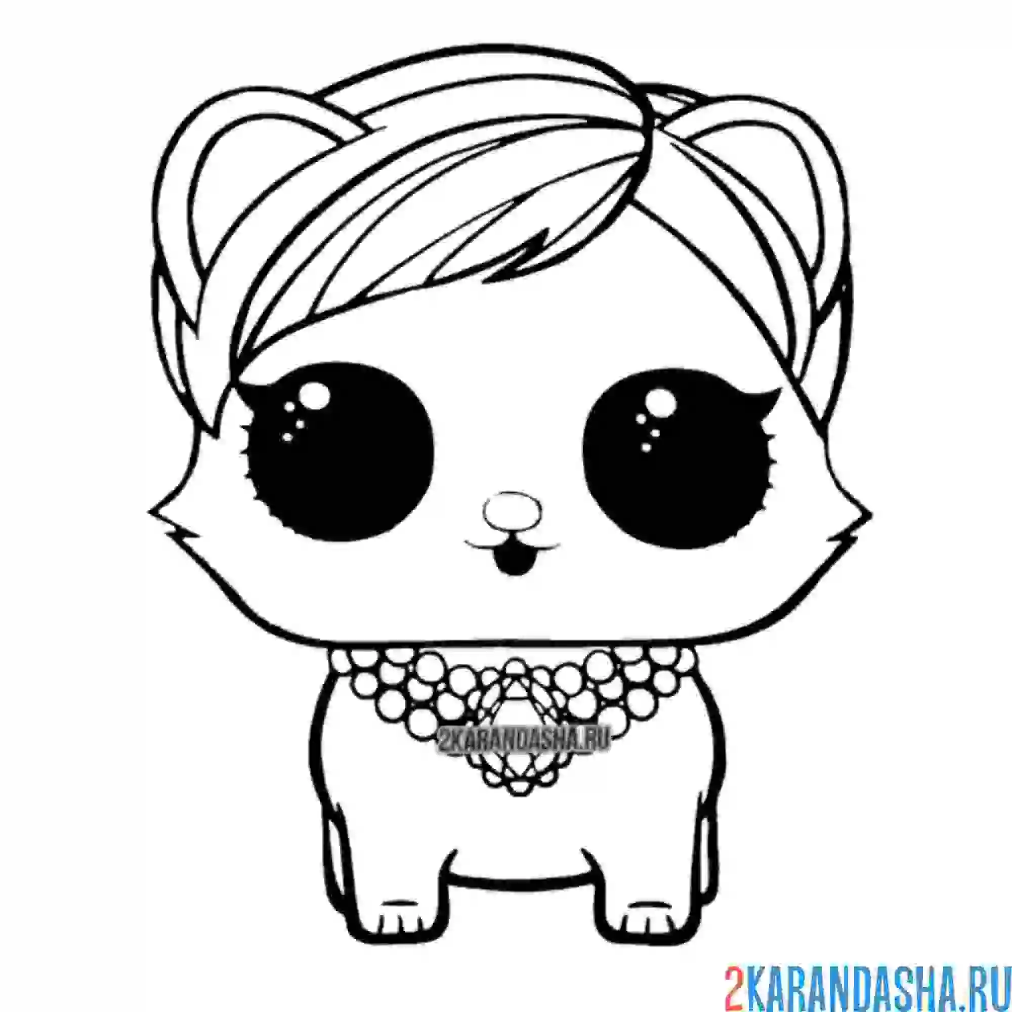 Раскраска лол питомцы милый мышонок