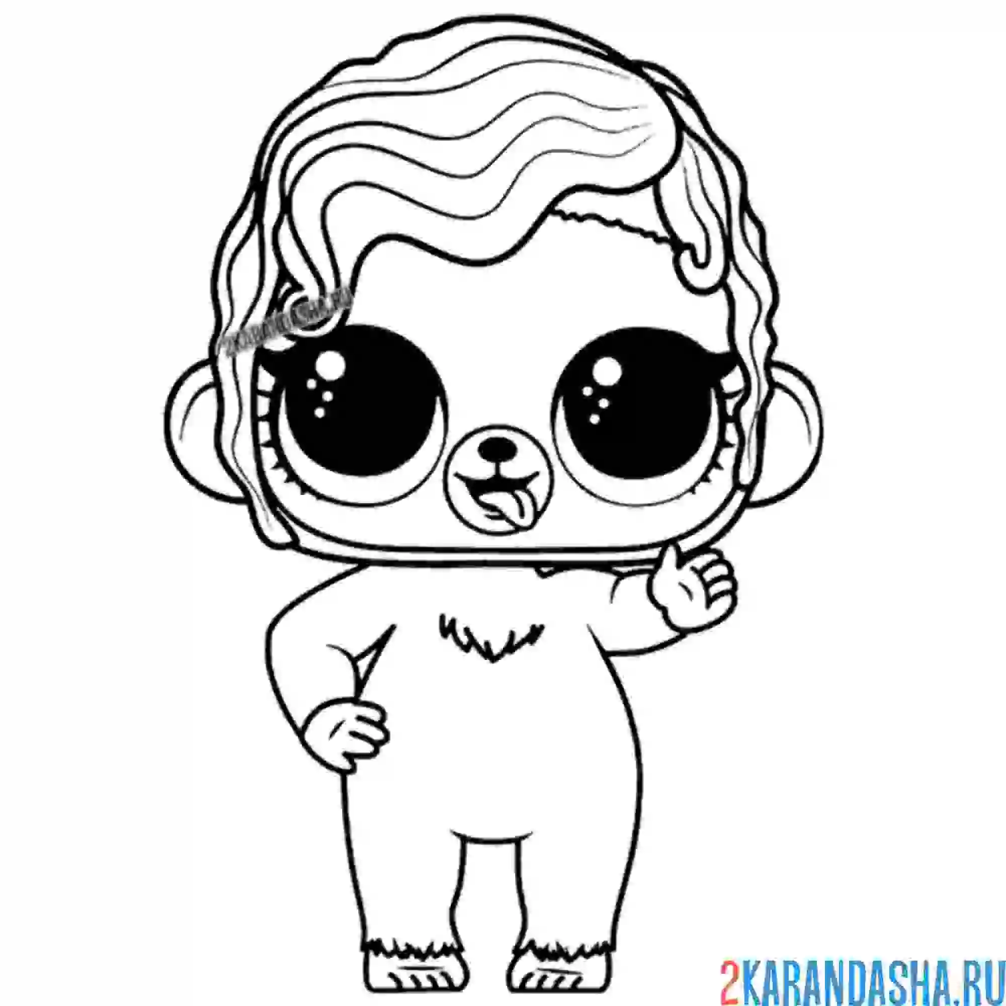 Раскраска лол питомцы обезьянка 80е