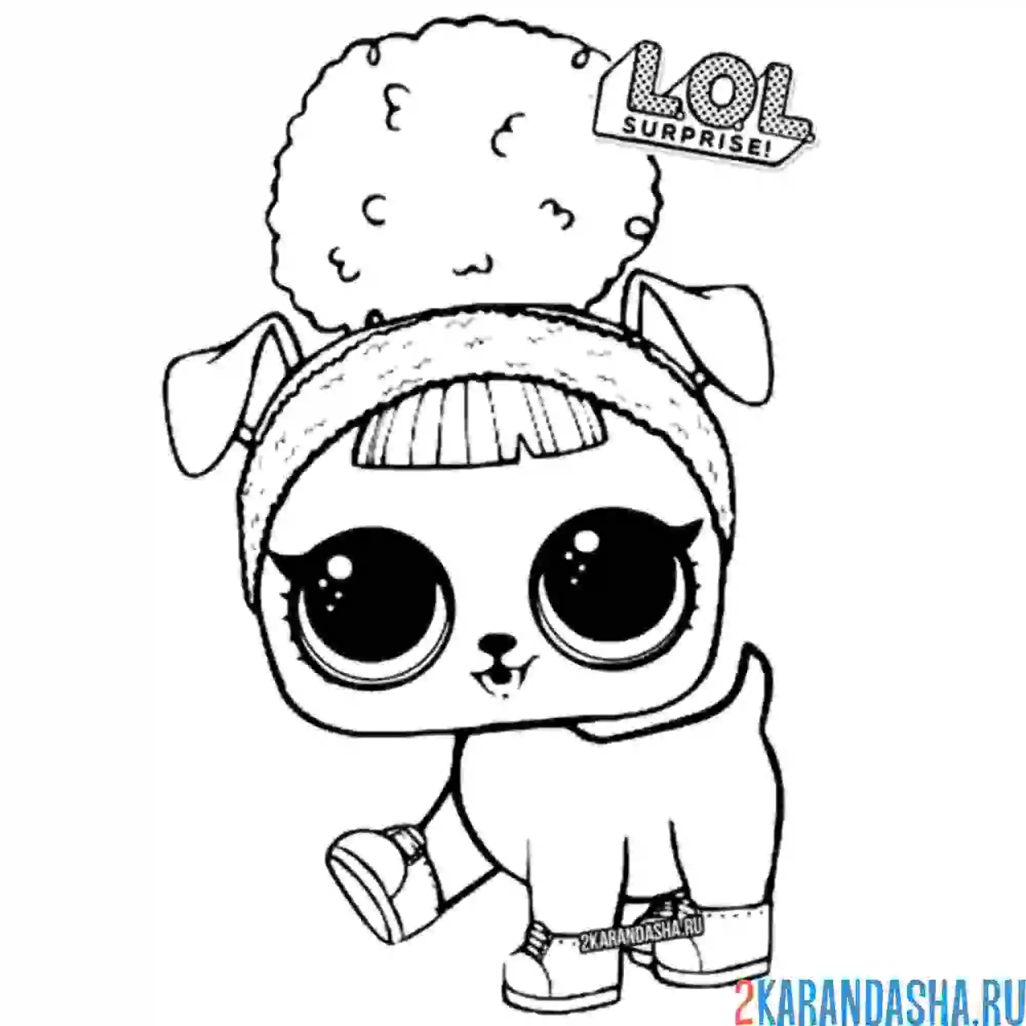 Раскраска лол питомцы щенок спортсмен