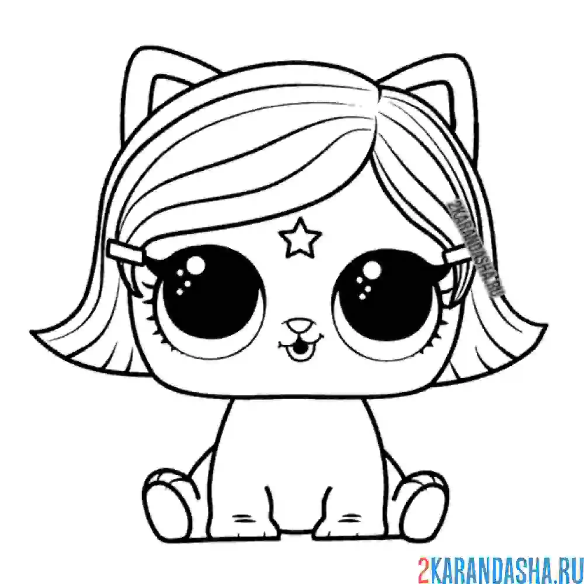 Раскраска лол питомец котенок ночь