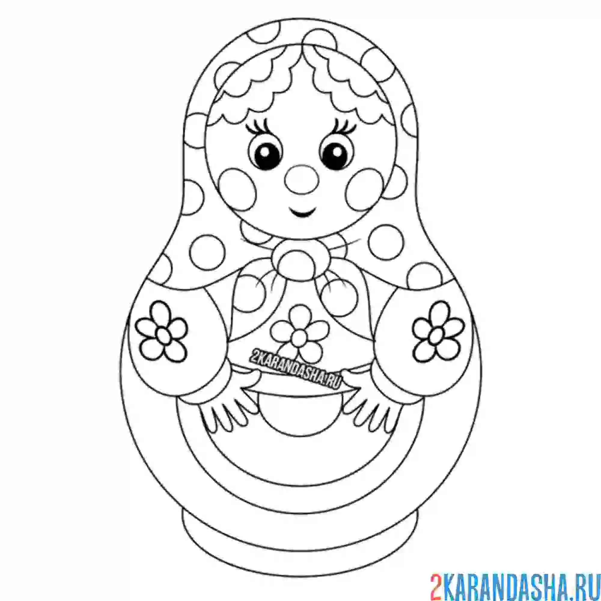 Раскраска матрешка бабушка