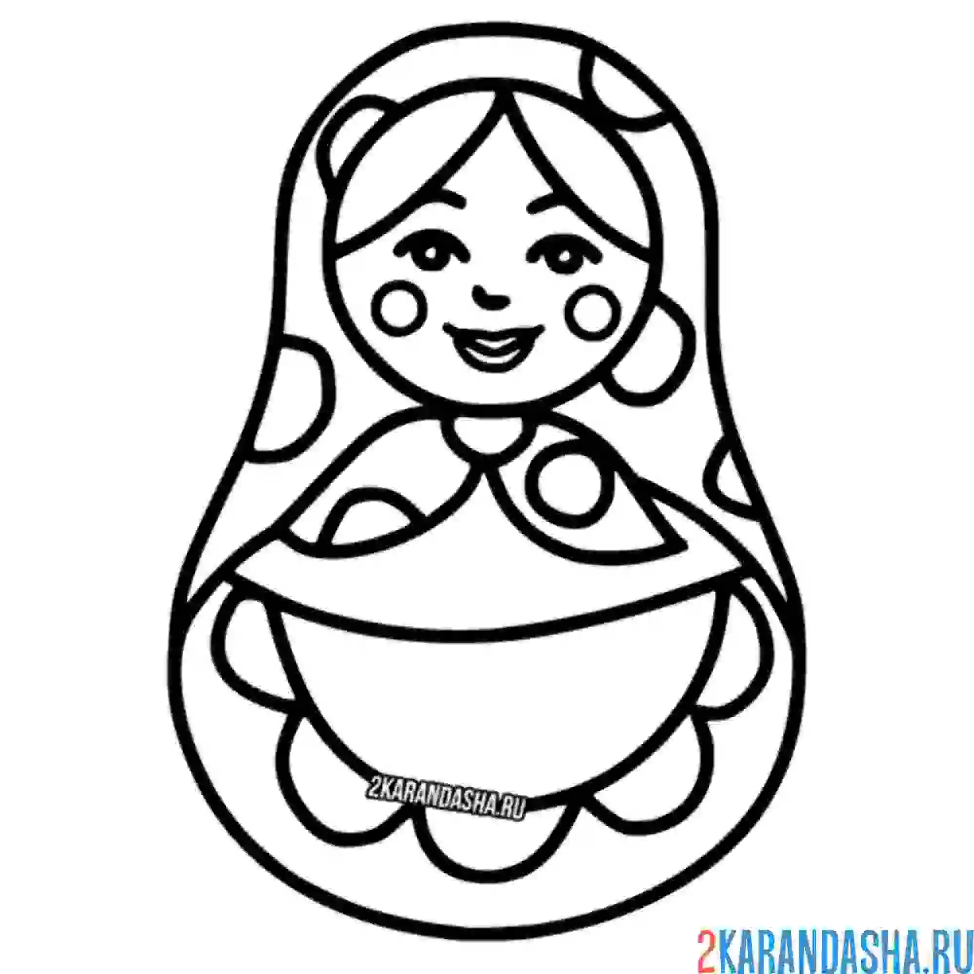 Раскраска матрешка для малышей