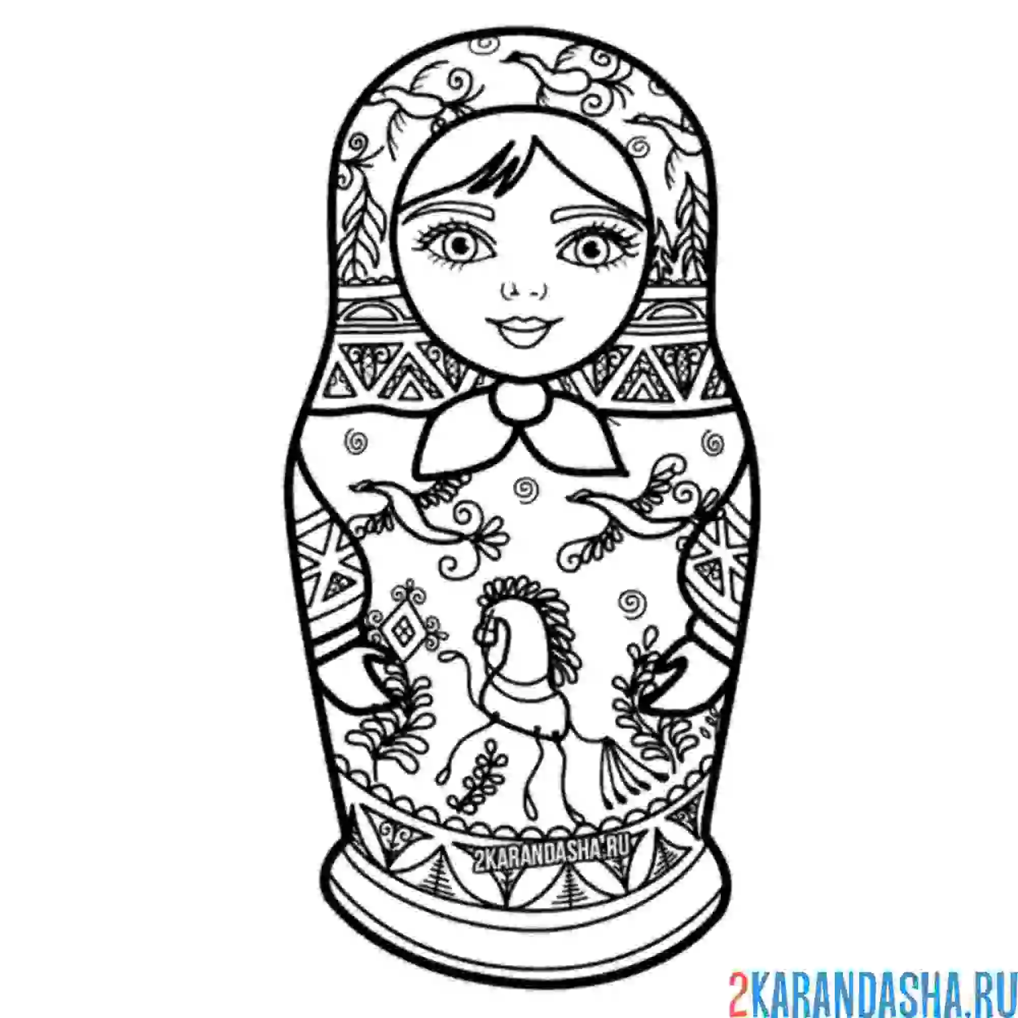 Раскраска матрешка игрушка