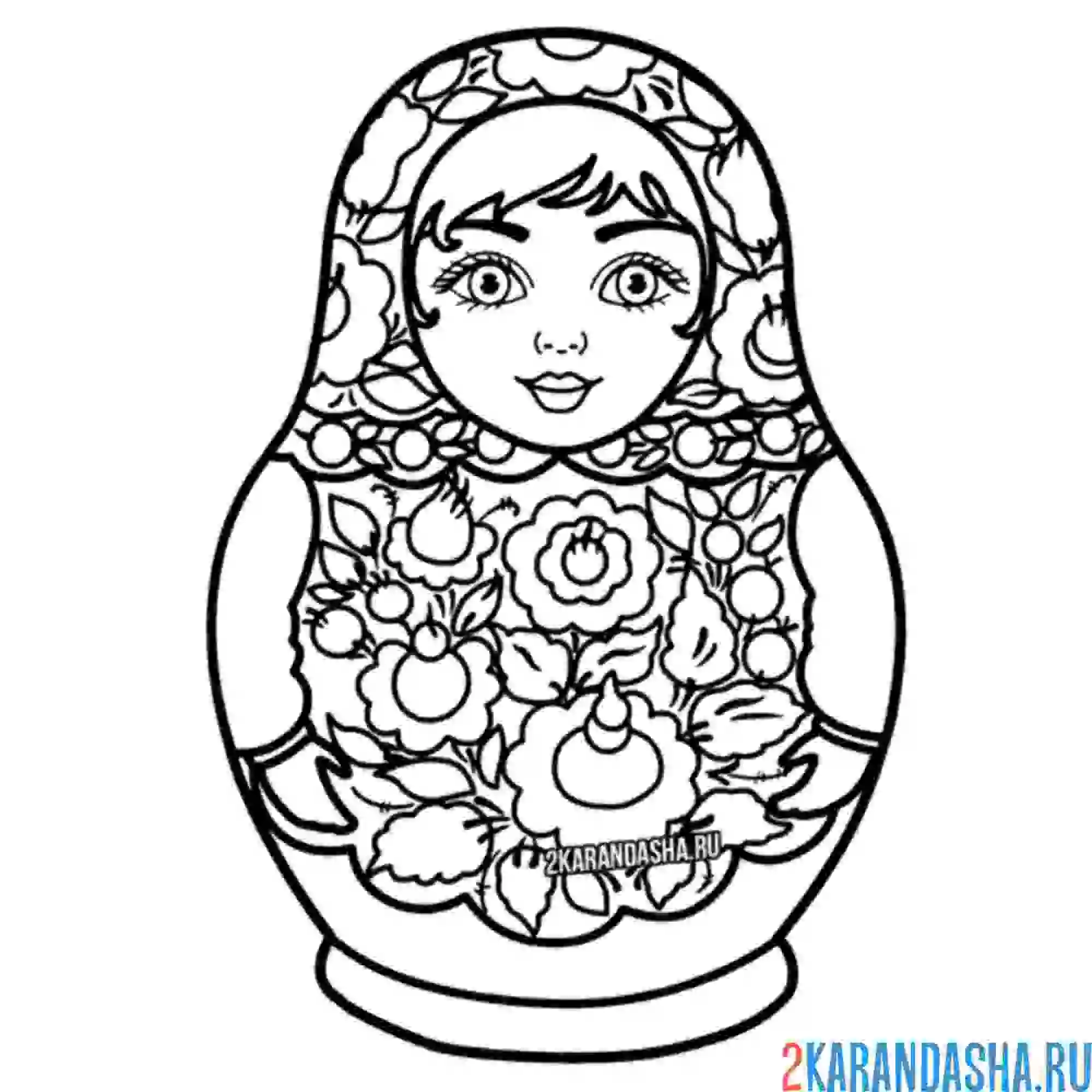 Раскраска матрешка красивый узор
