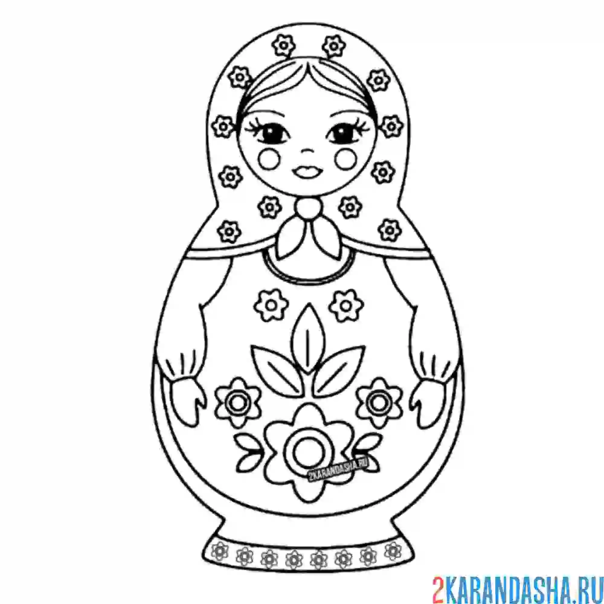 Раскраска матрешка простой рисунок