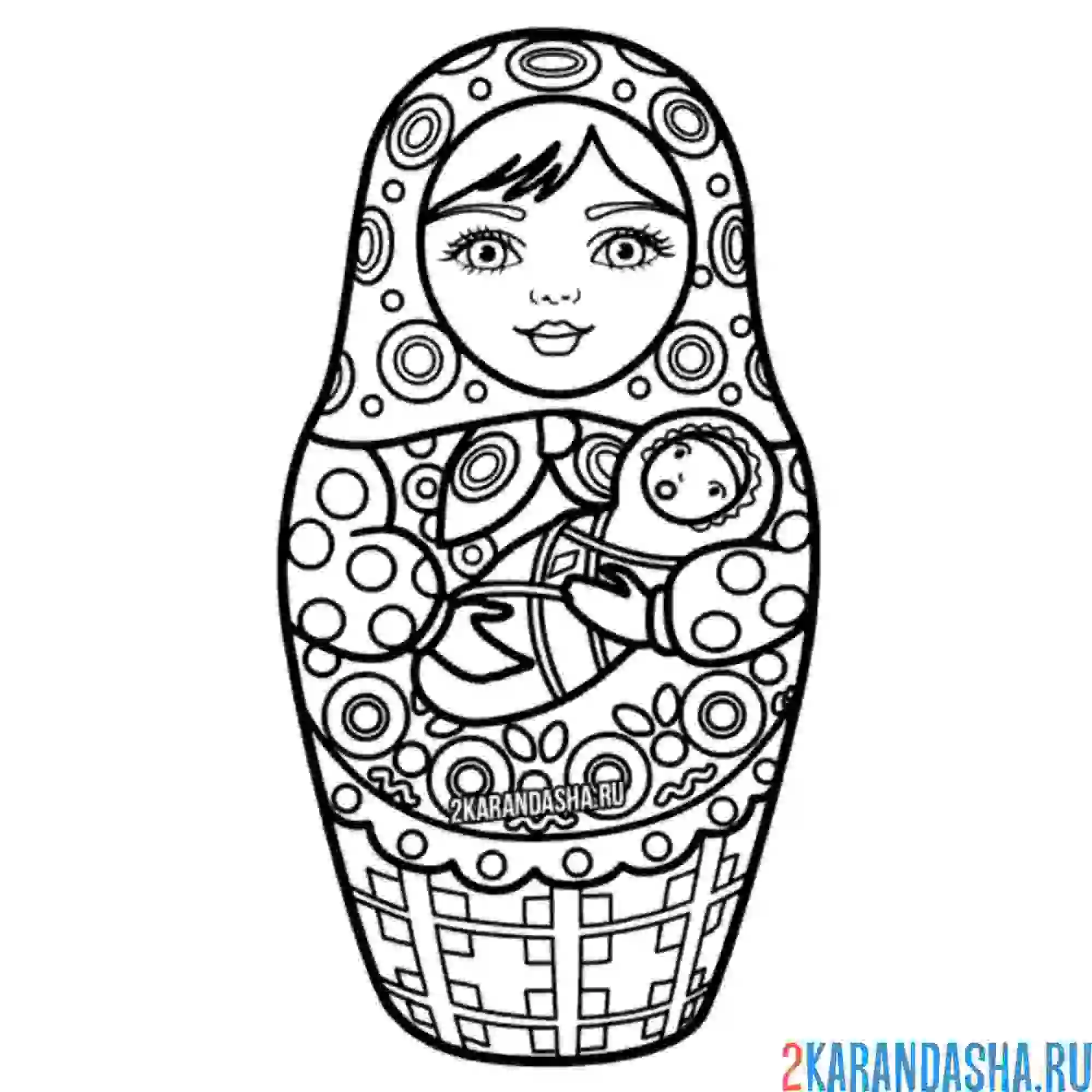 Раскраска матрешка с ребенком