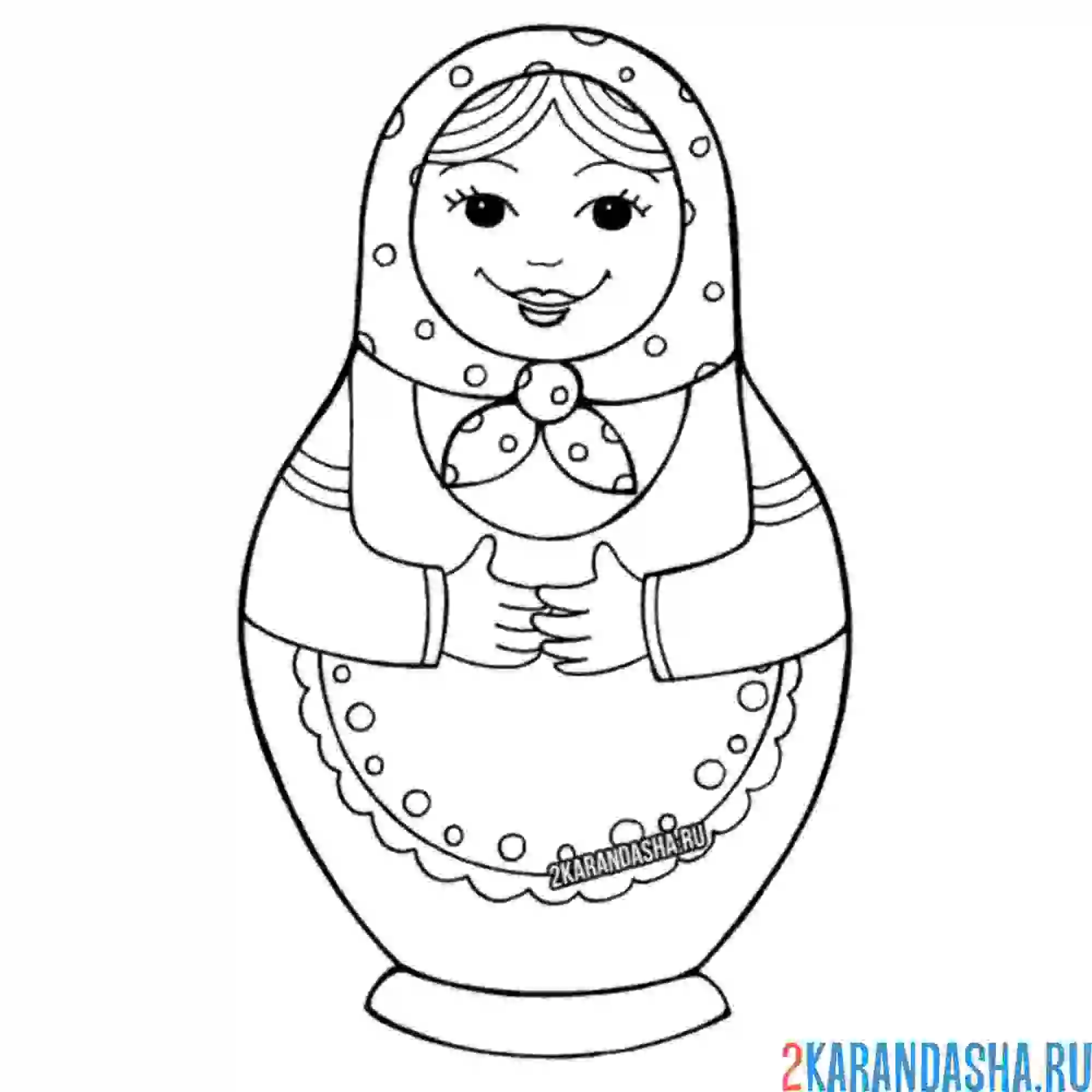 Раскраска матрешка в платке