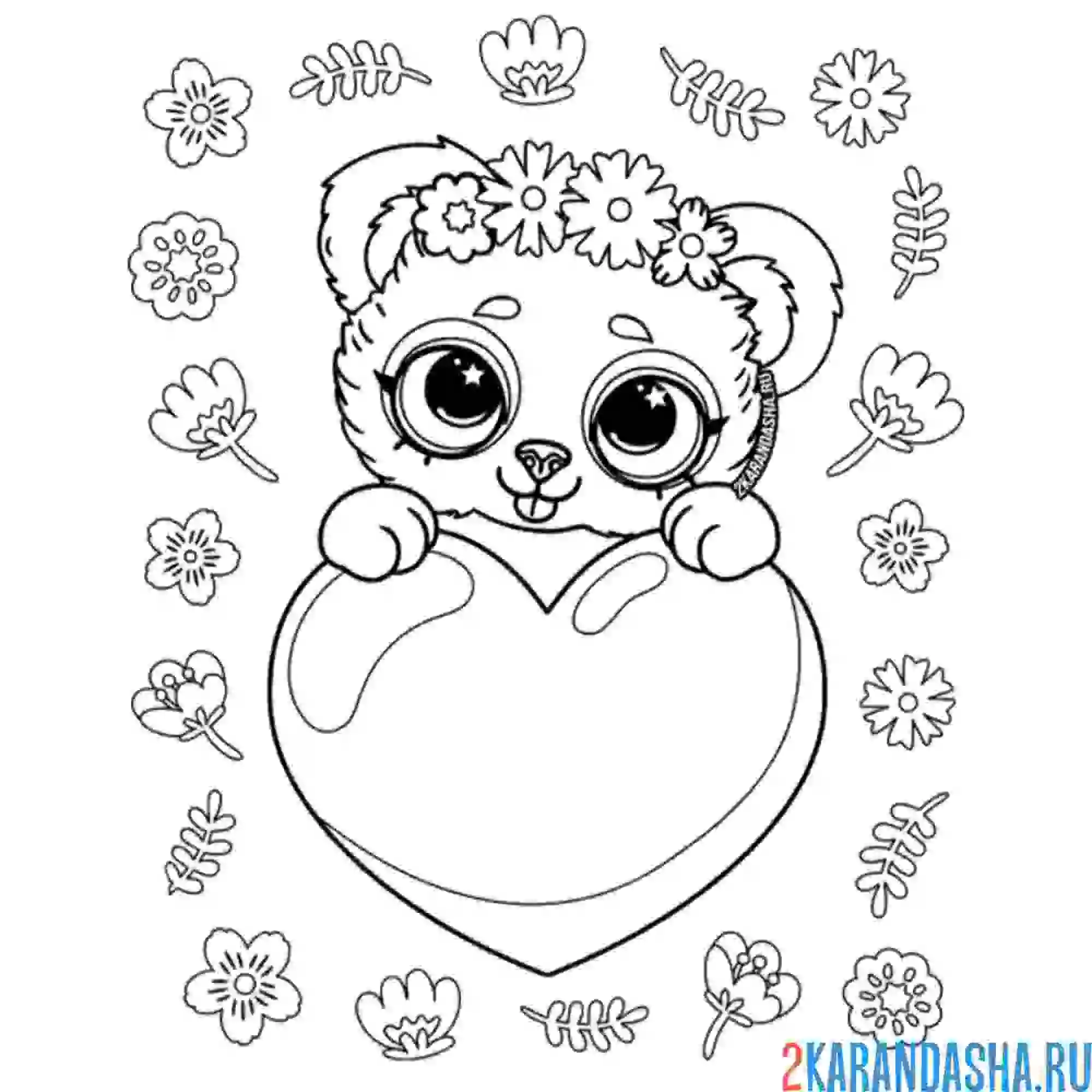 Раскраска медвежонок милашка