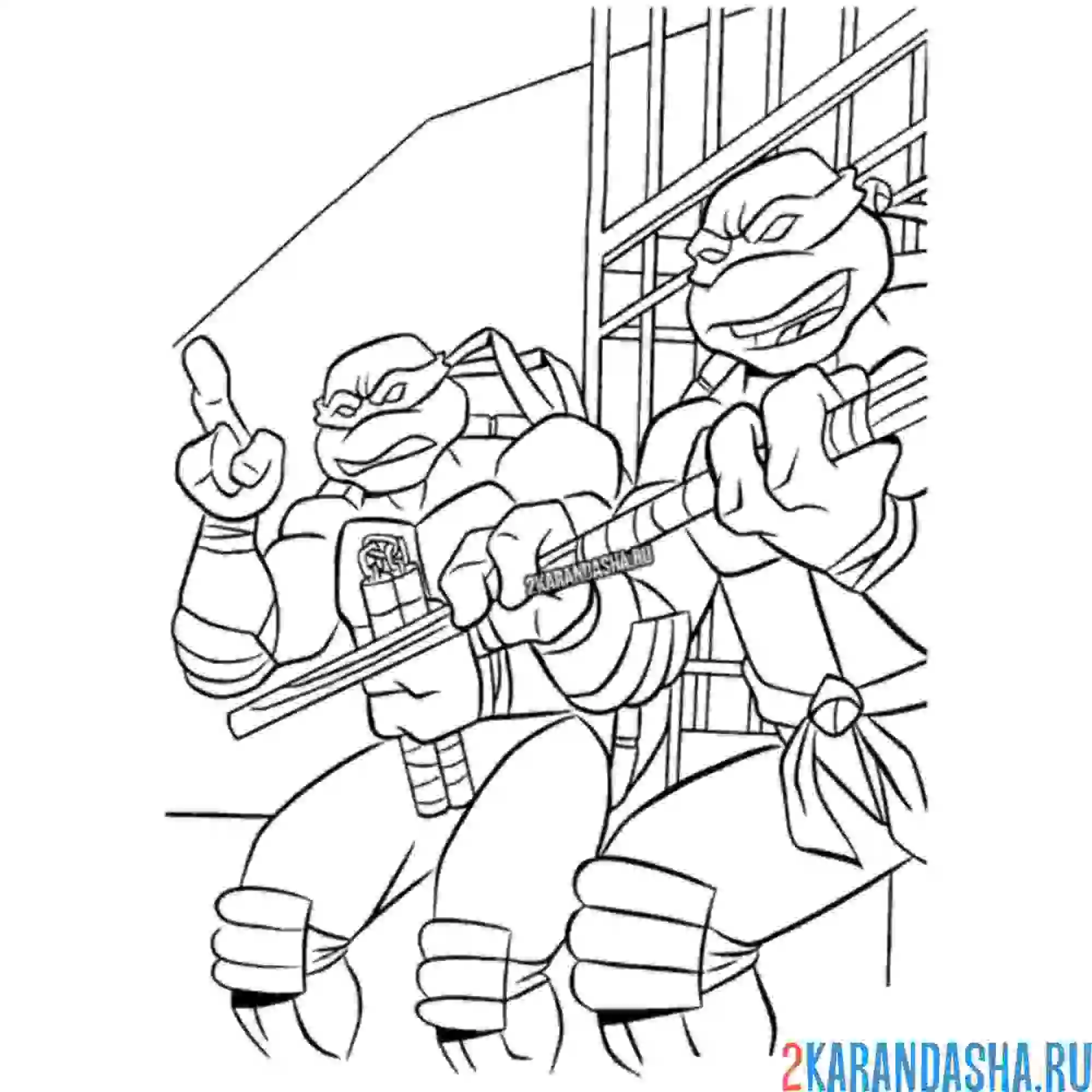 Раскраска микеланджело и донателло черепашка-ниндзя