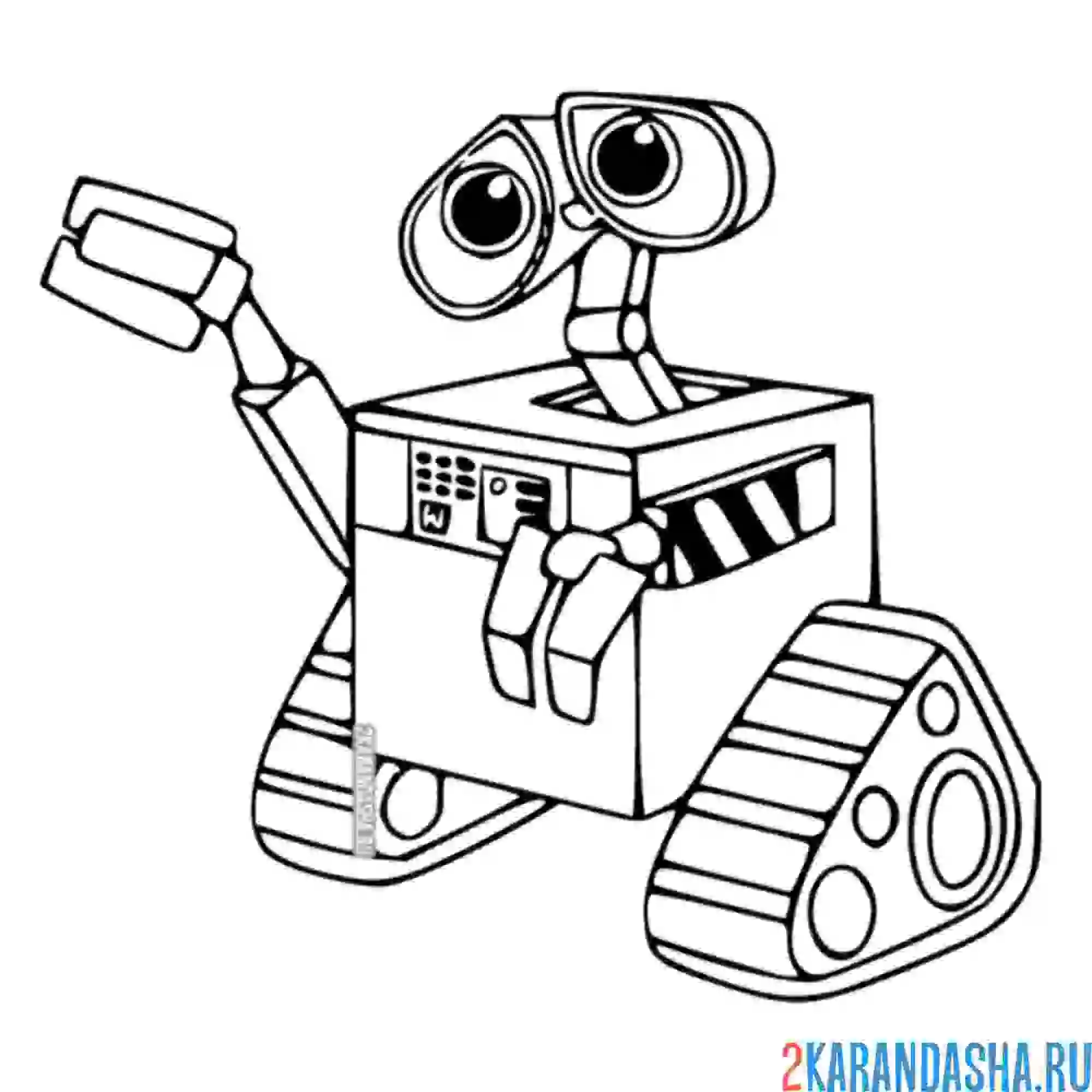 Раскраска милый робот валли