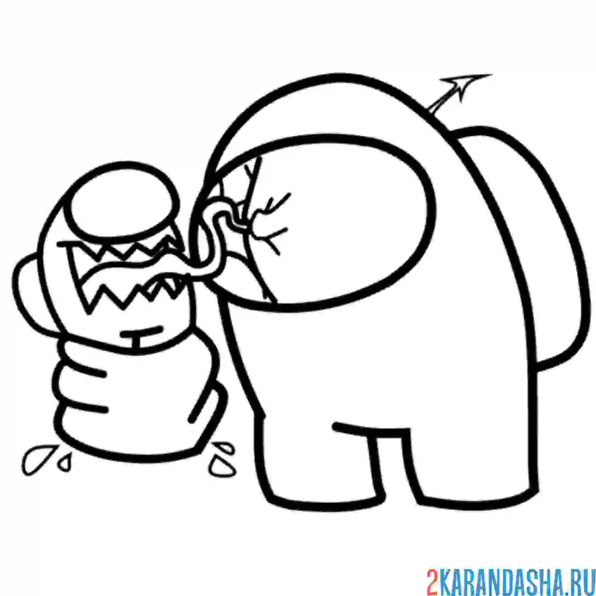 Раскраска мини самозванец амонг ас