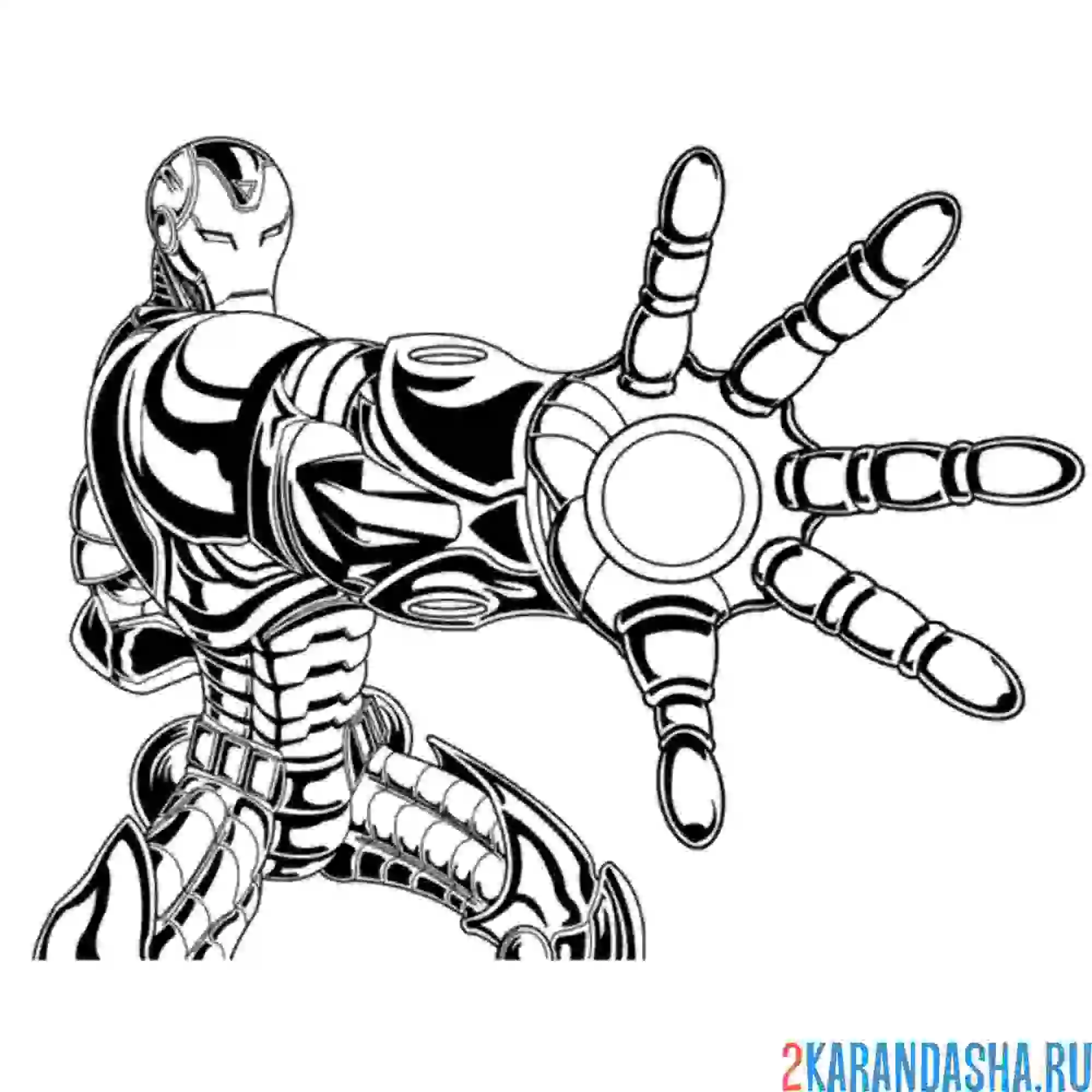 Раскраска мощная рука железная человека