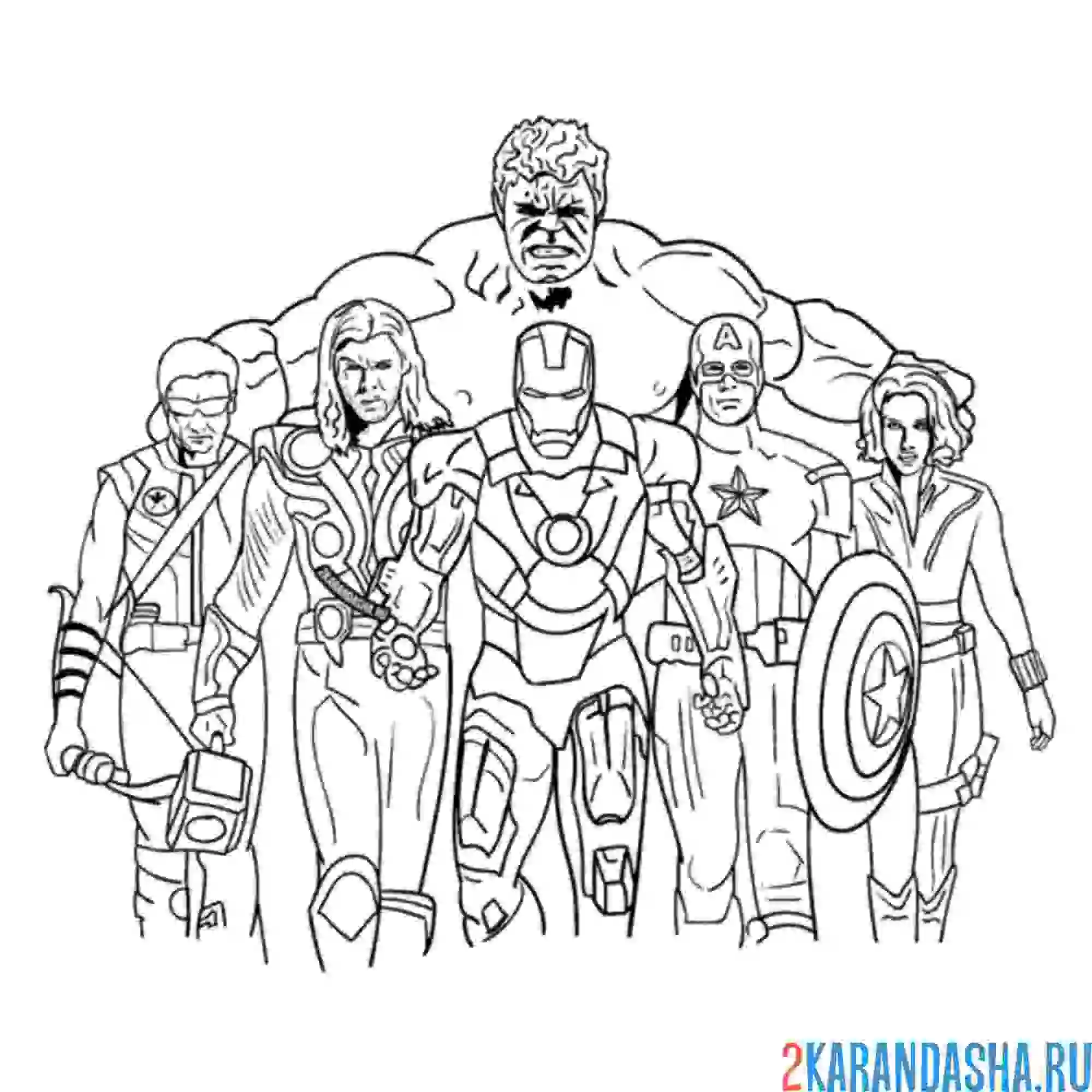 Раскраска мстители халк герои