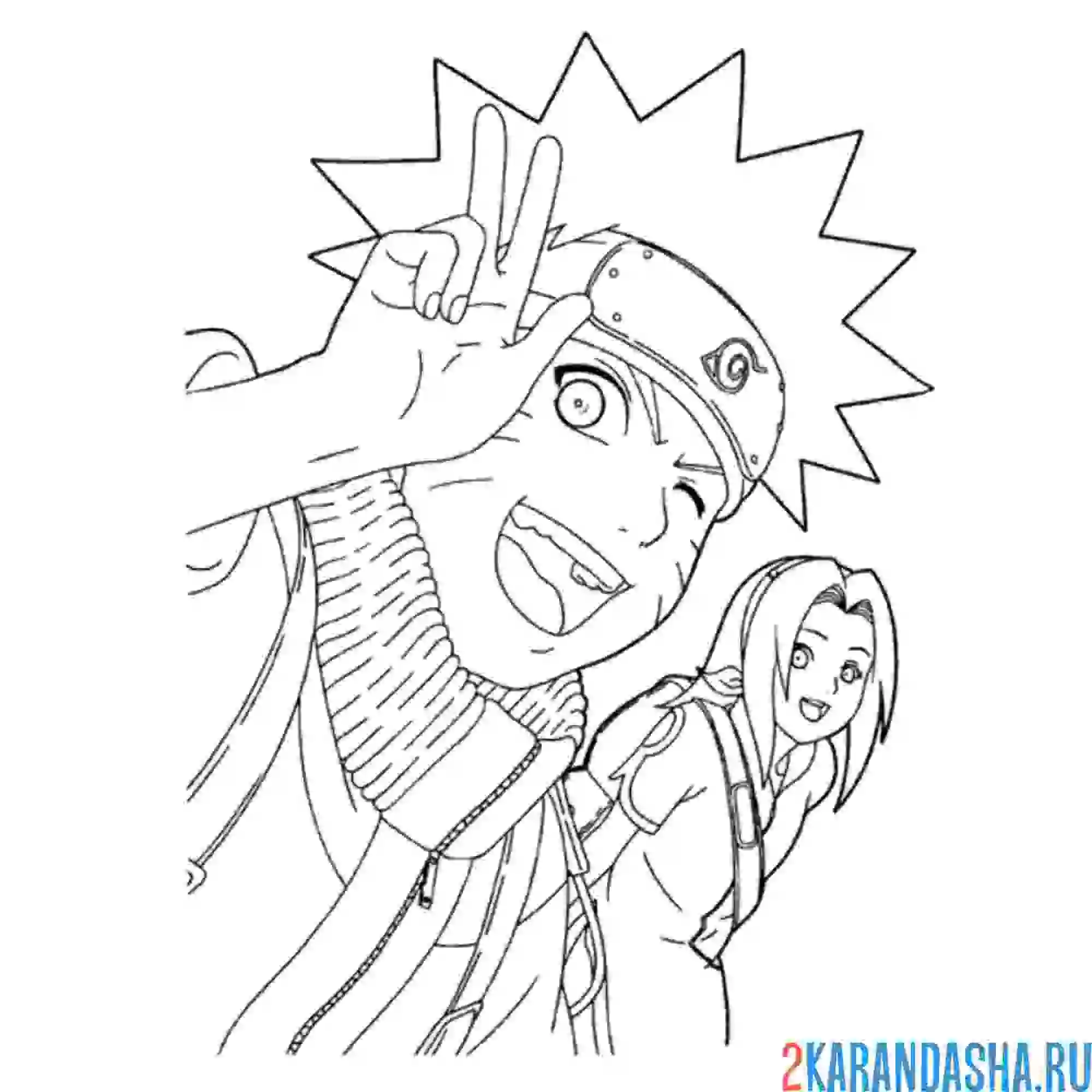 Раскраска наруто и сакура