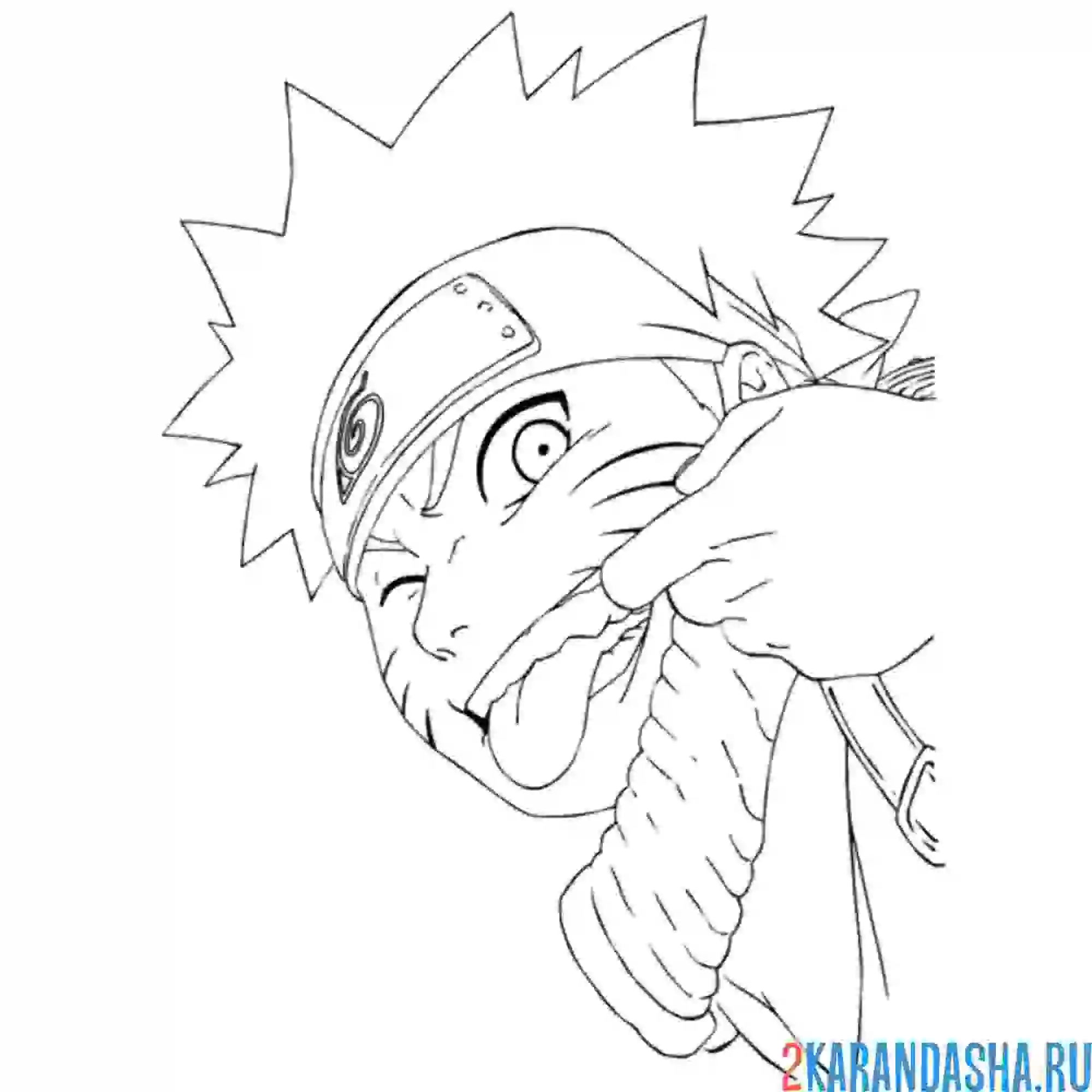 Раскраска наруто показывает язык