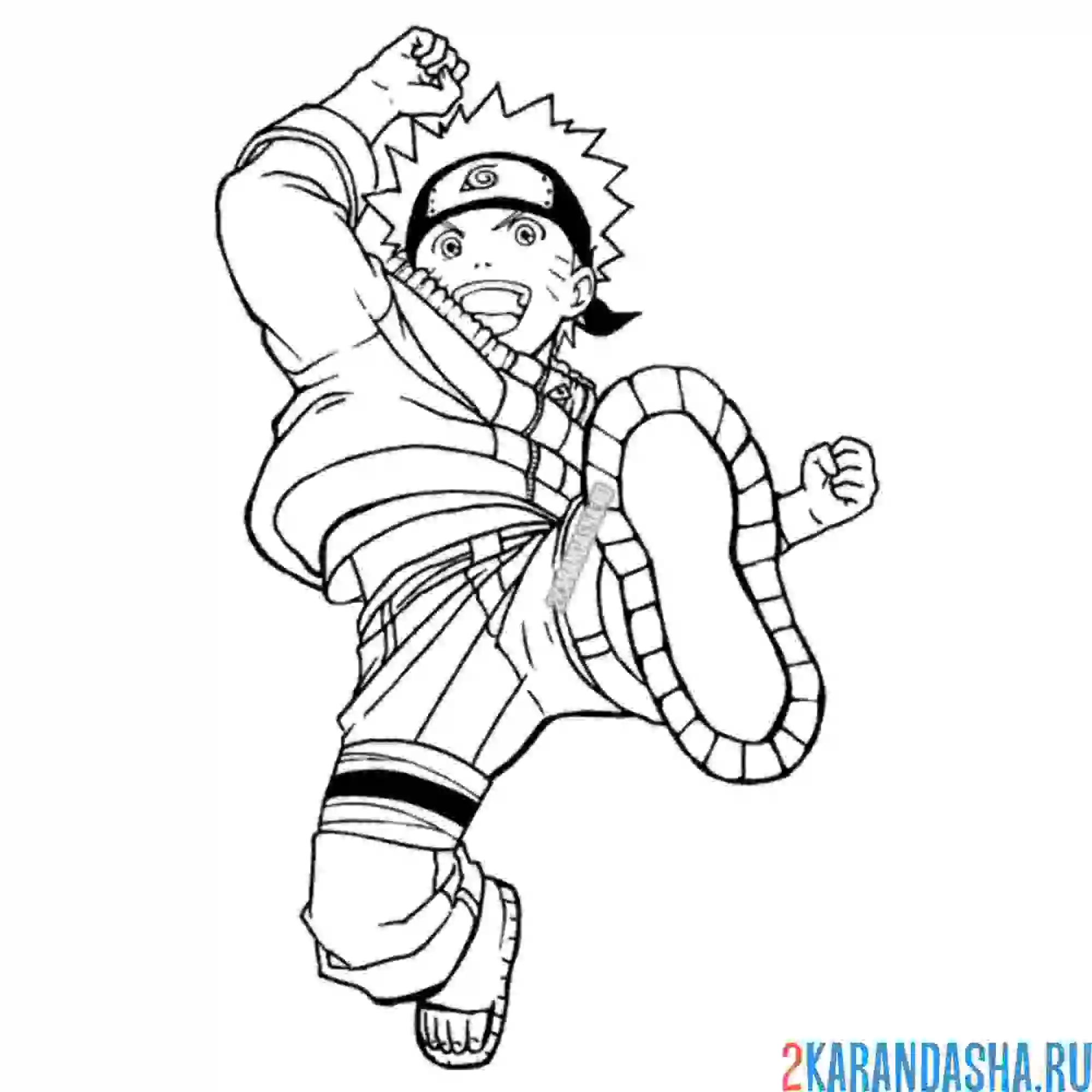 Раскраска наруто в прыжке