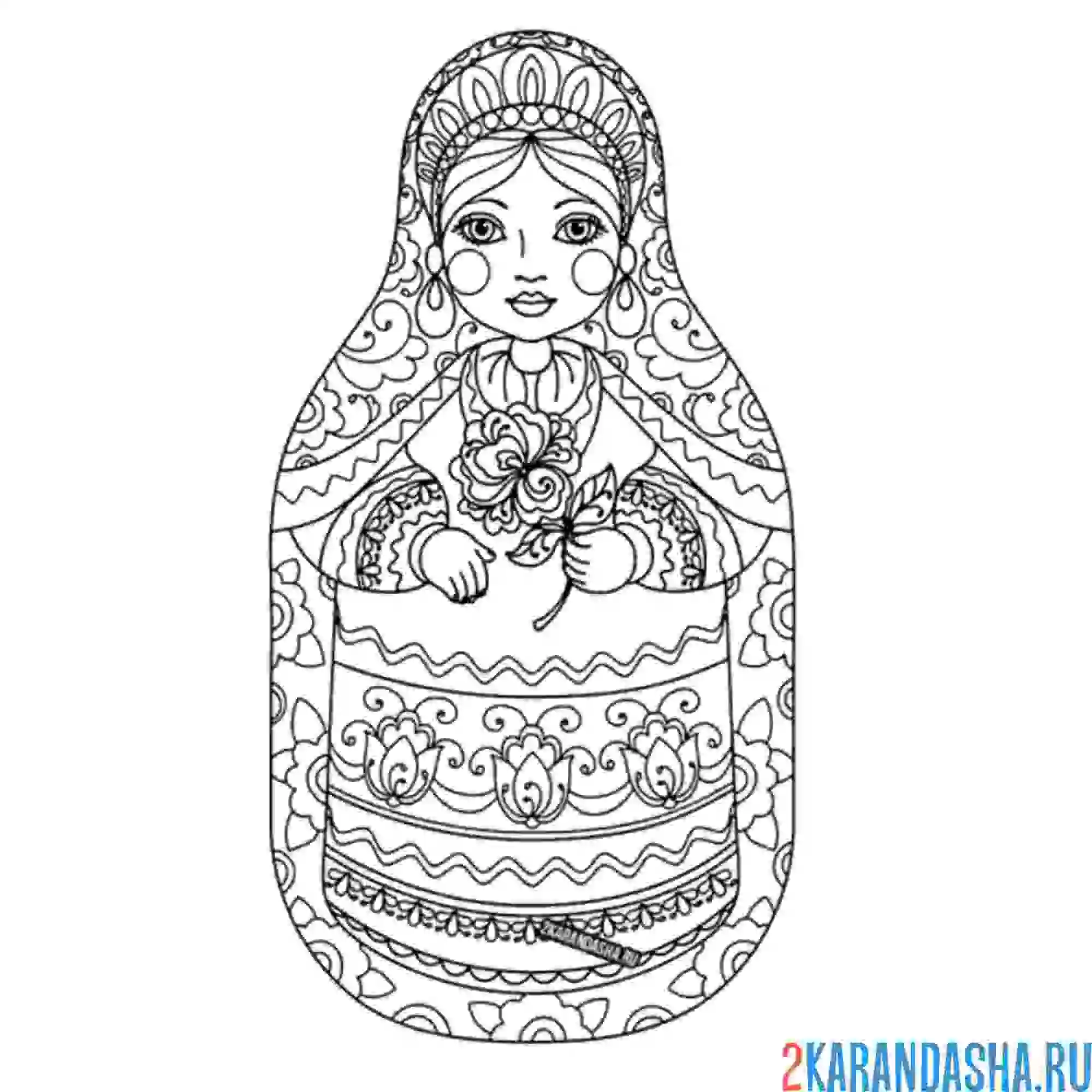 Раскраска необычная матрешка