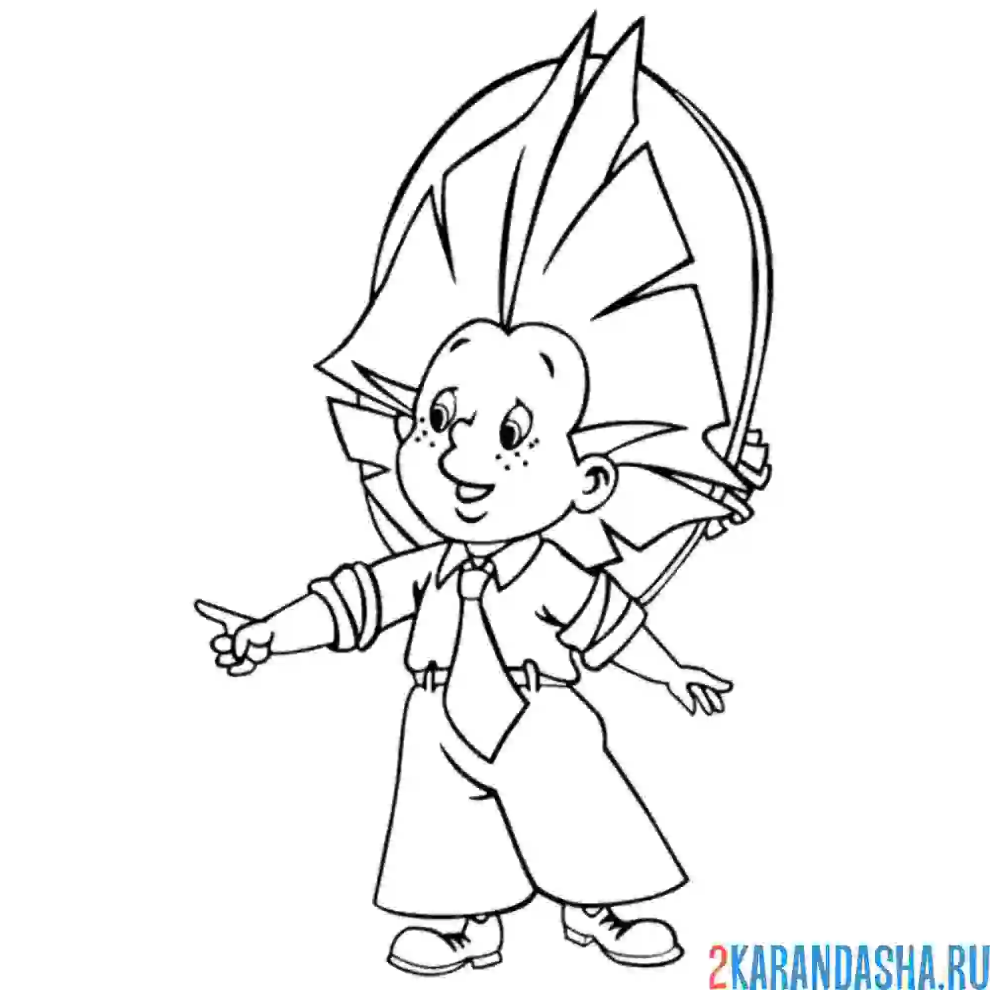 Раскраска незнайка герой мультика