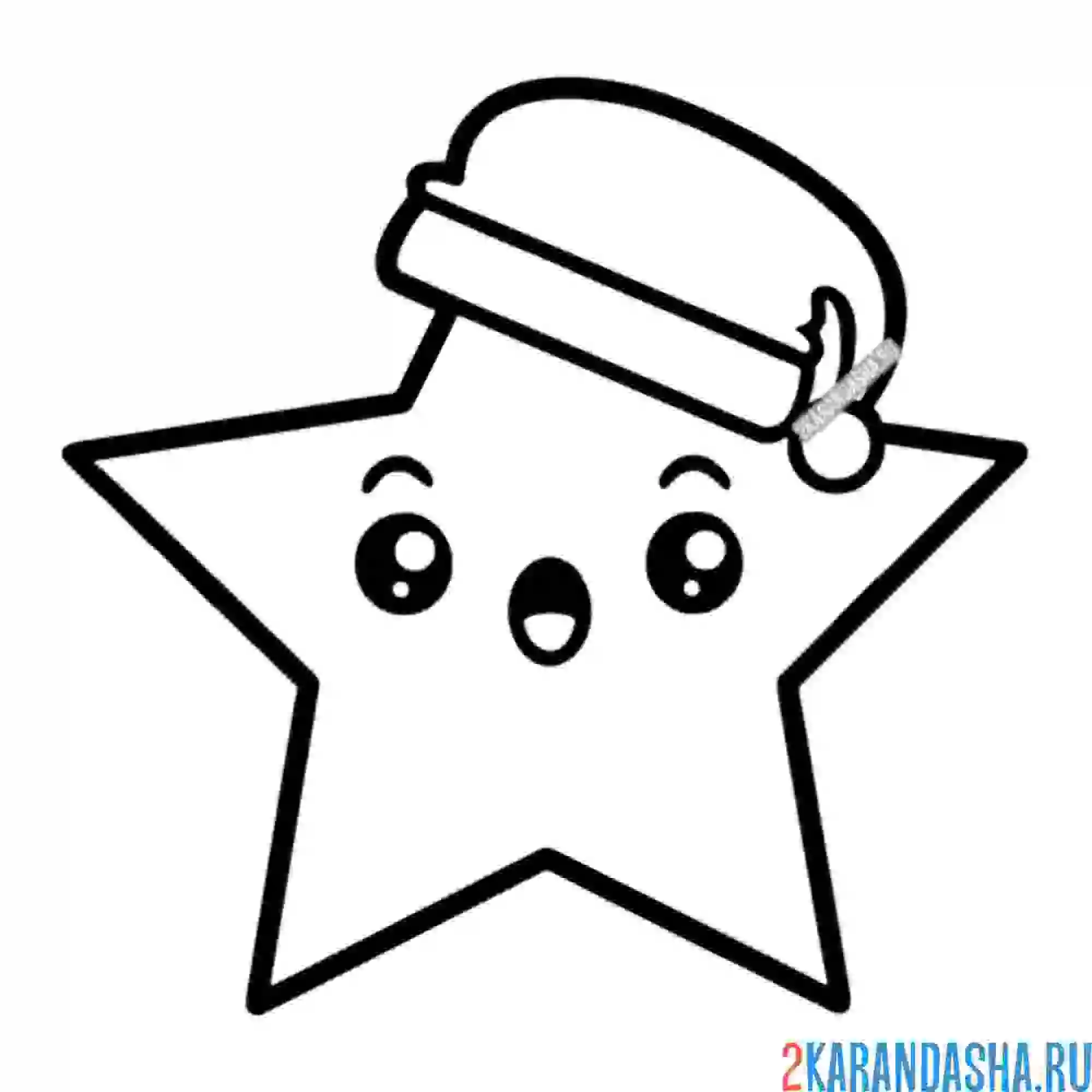 Раскраска новогодняя звезда в шапке
