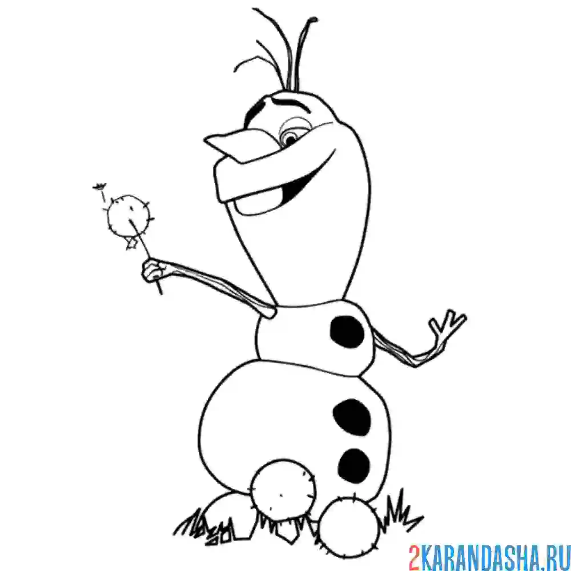 Раскраска олаф и одуванчик