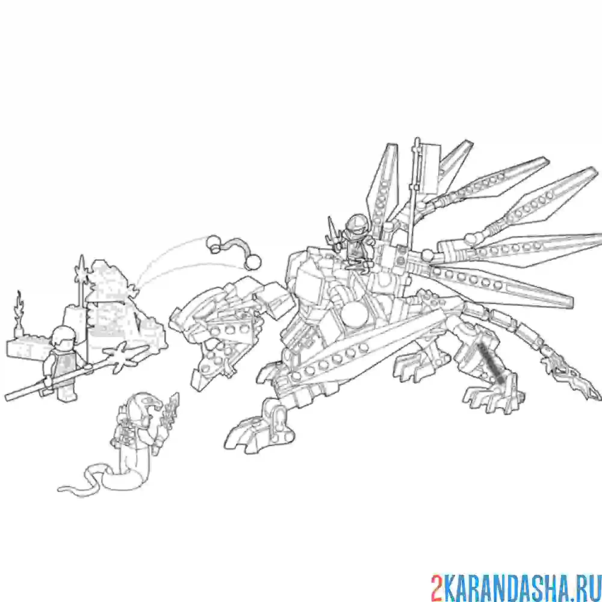 Раскраска опасная схватка ниндзя