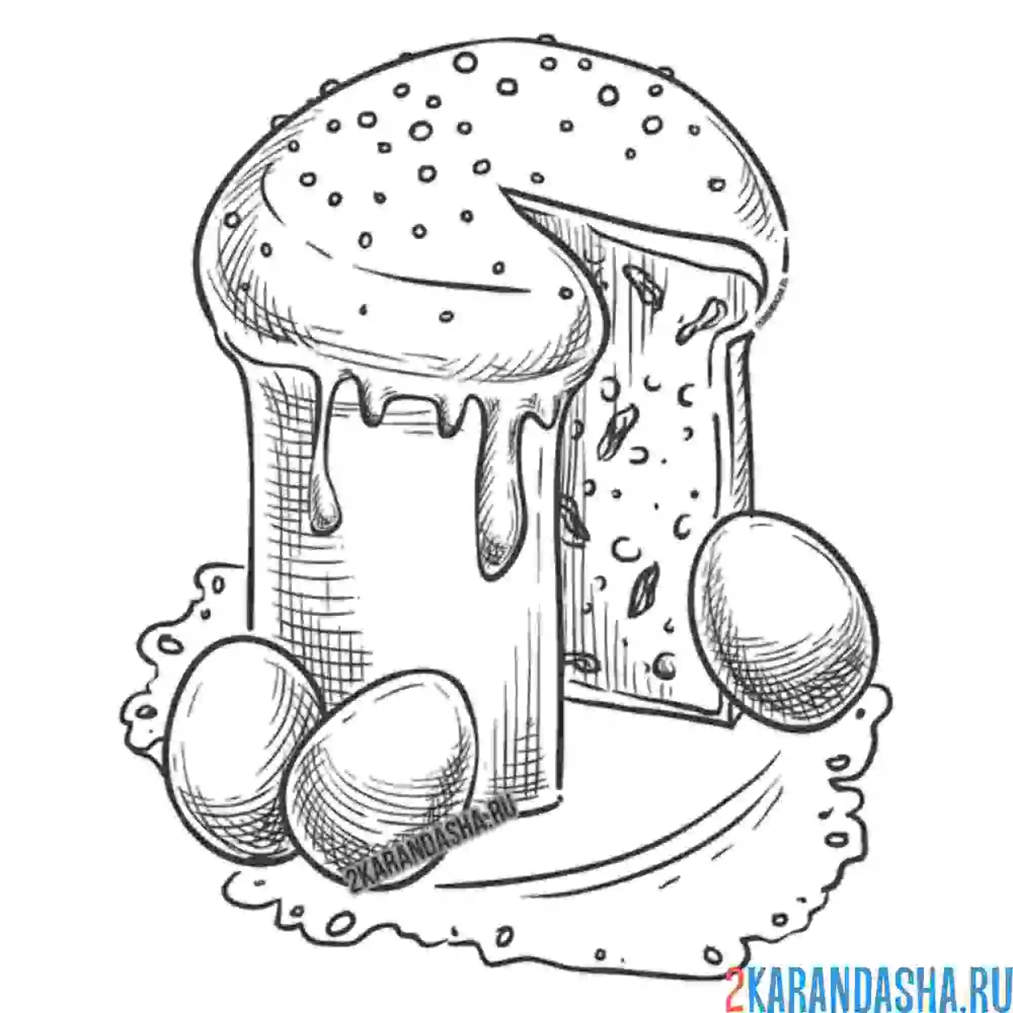 Раскраска пасхальный кулич