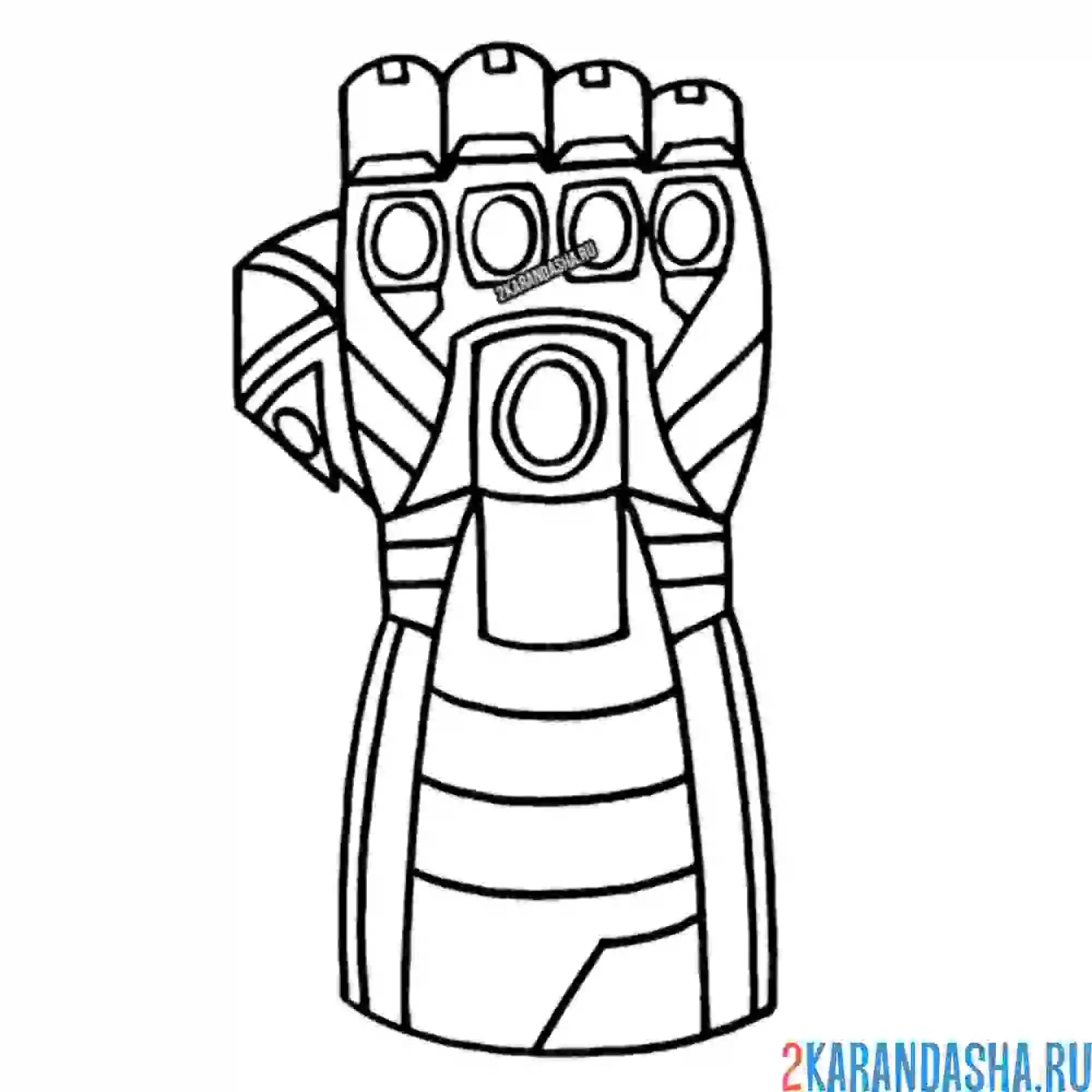 Раскраска перчатка железного человека с разными функциями
