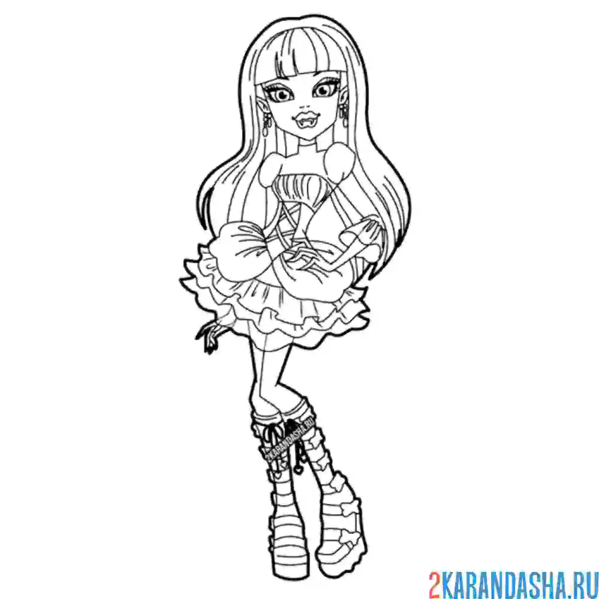 Раскраска монстр хай персонаж модница