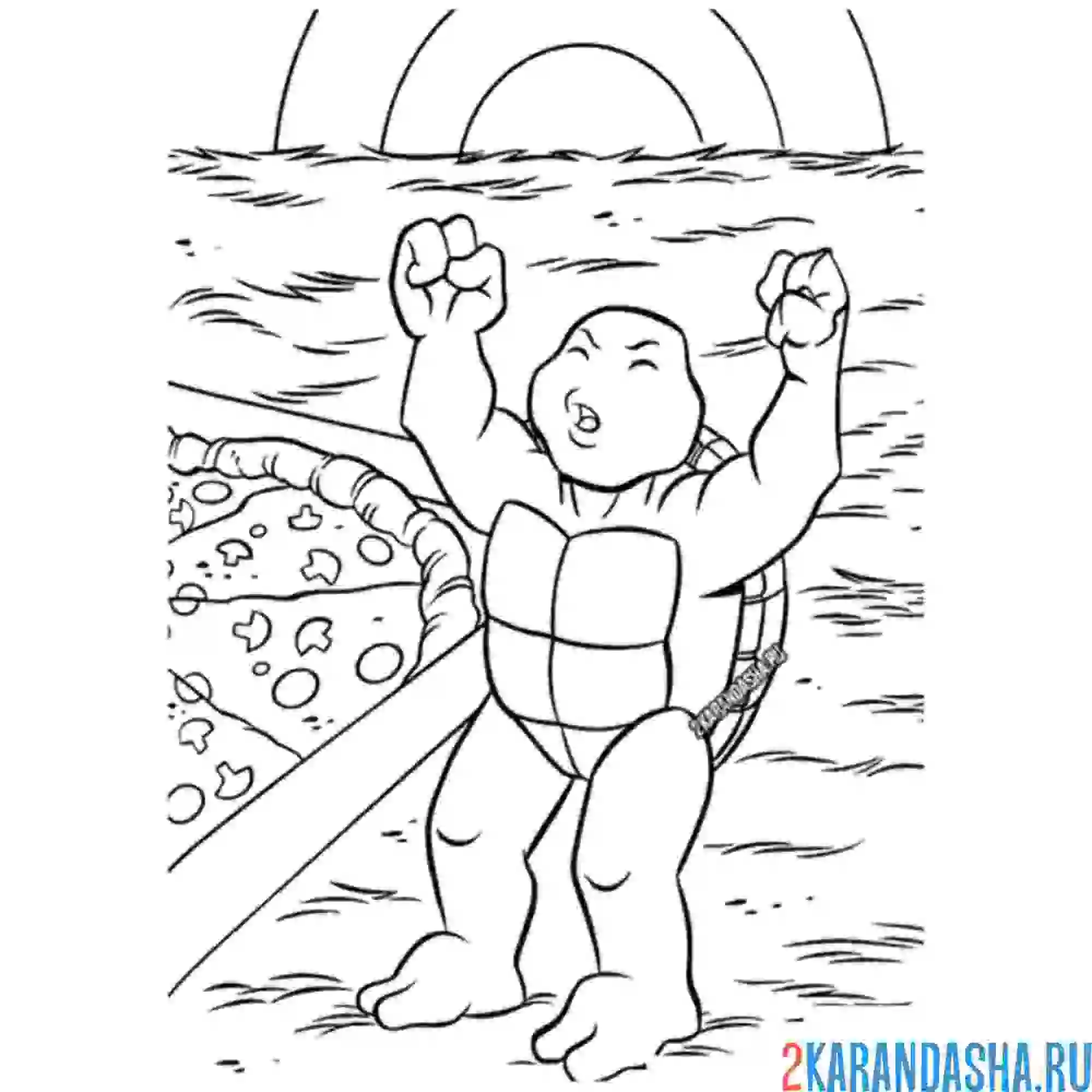 Раскраска пицца черепашек ниндзя