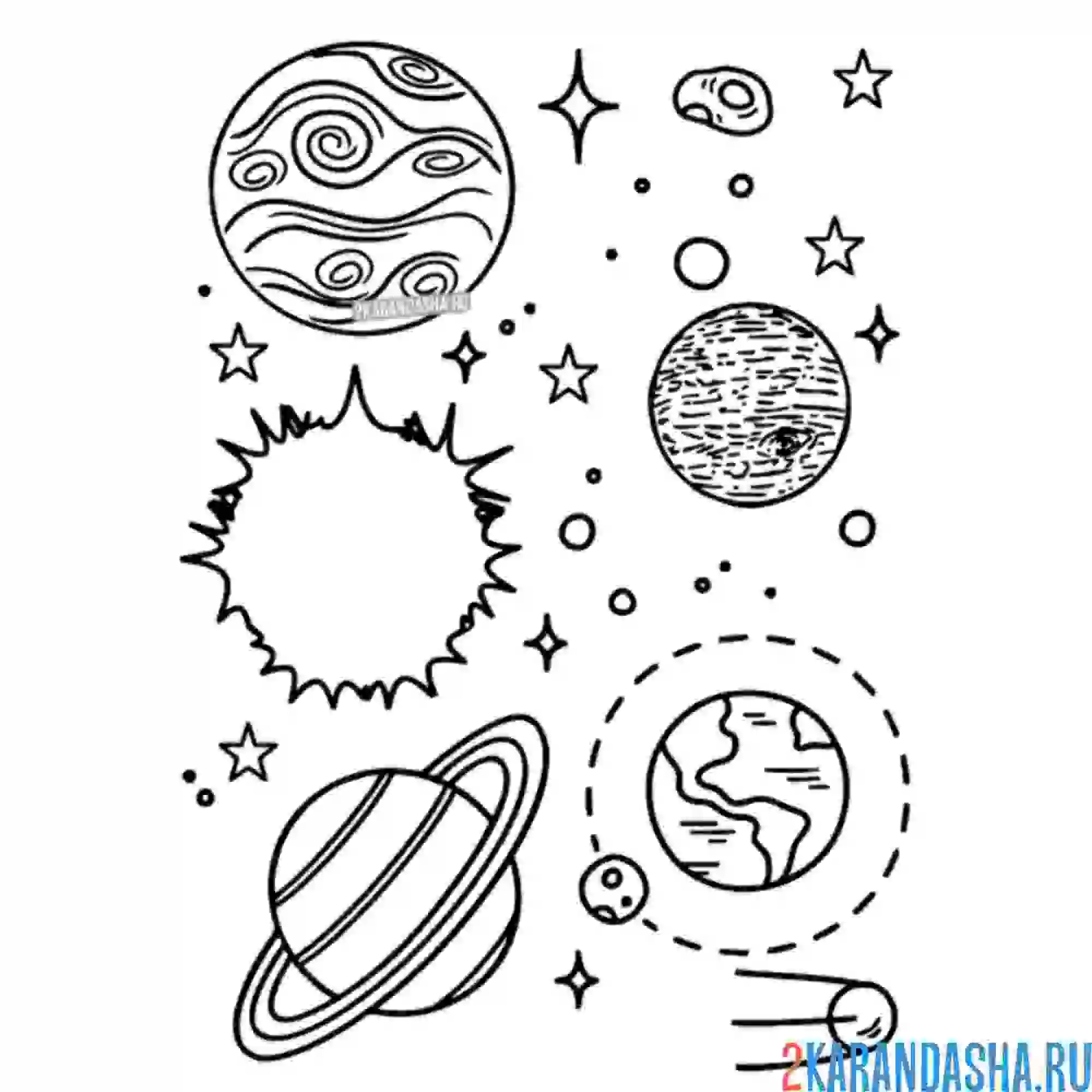 Раскраска планеты в космосе