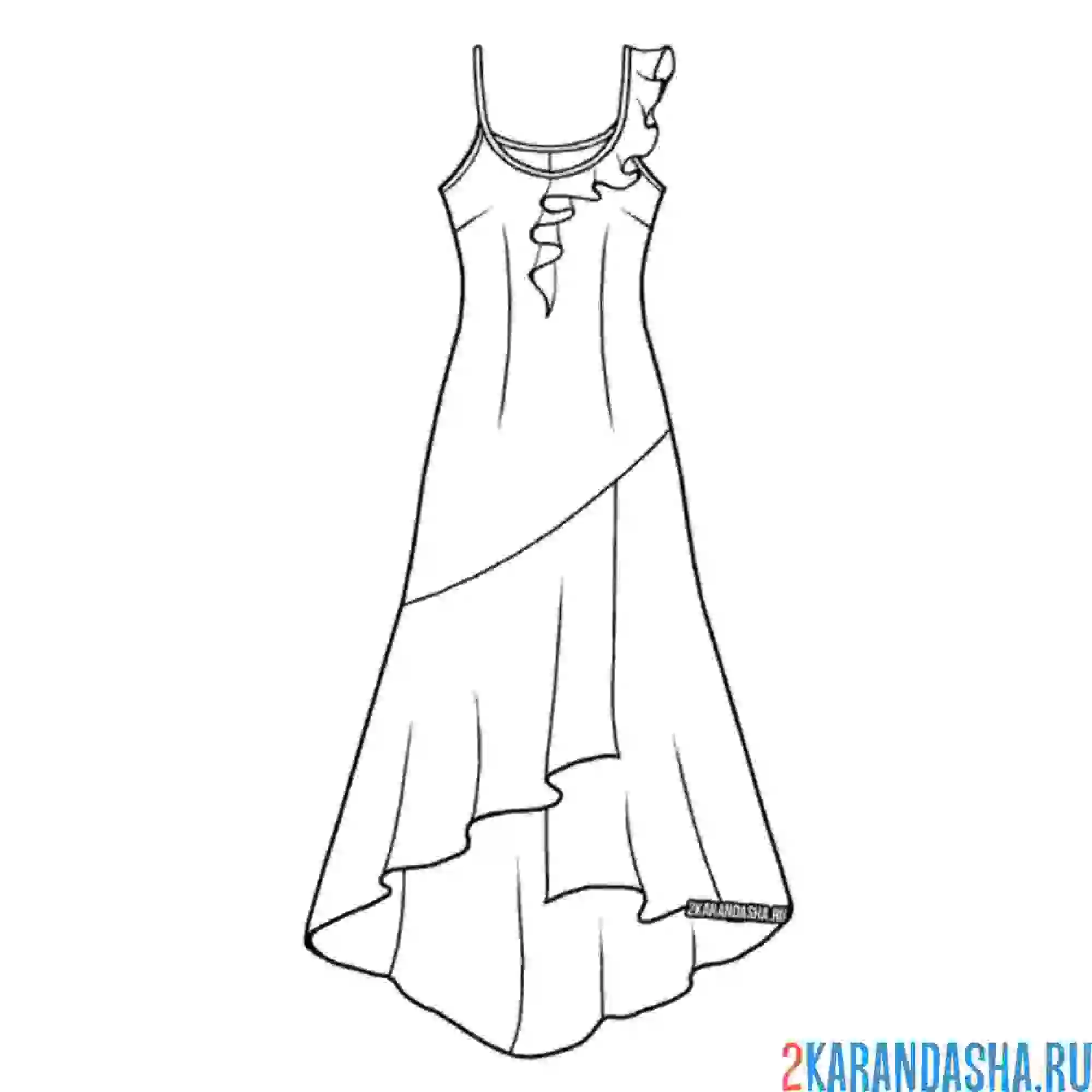 Раскраска платье легкое летнее
