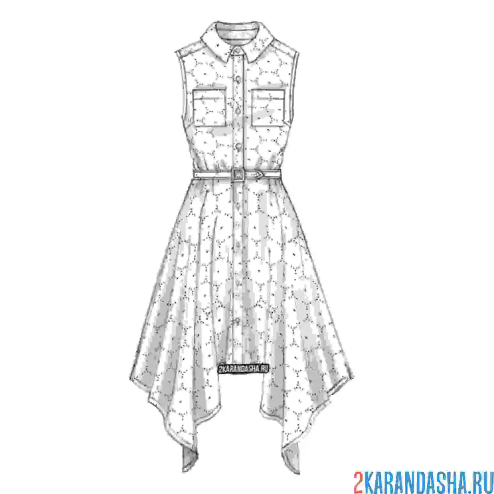 Раскраска платье рубашка летнее