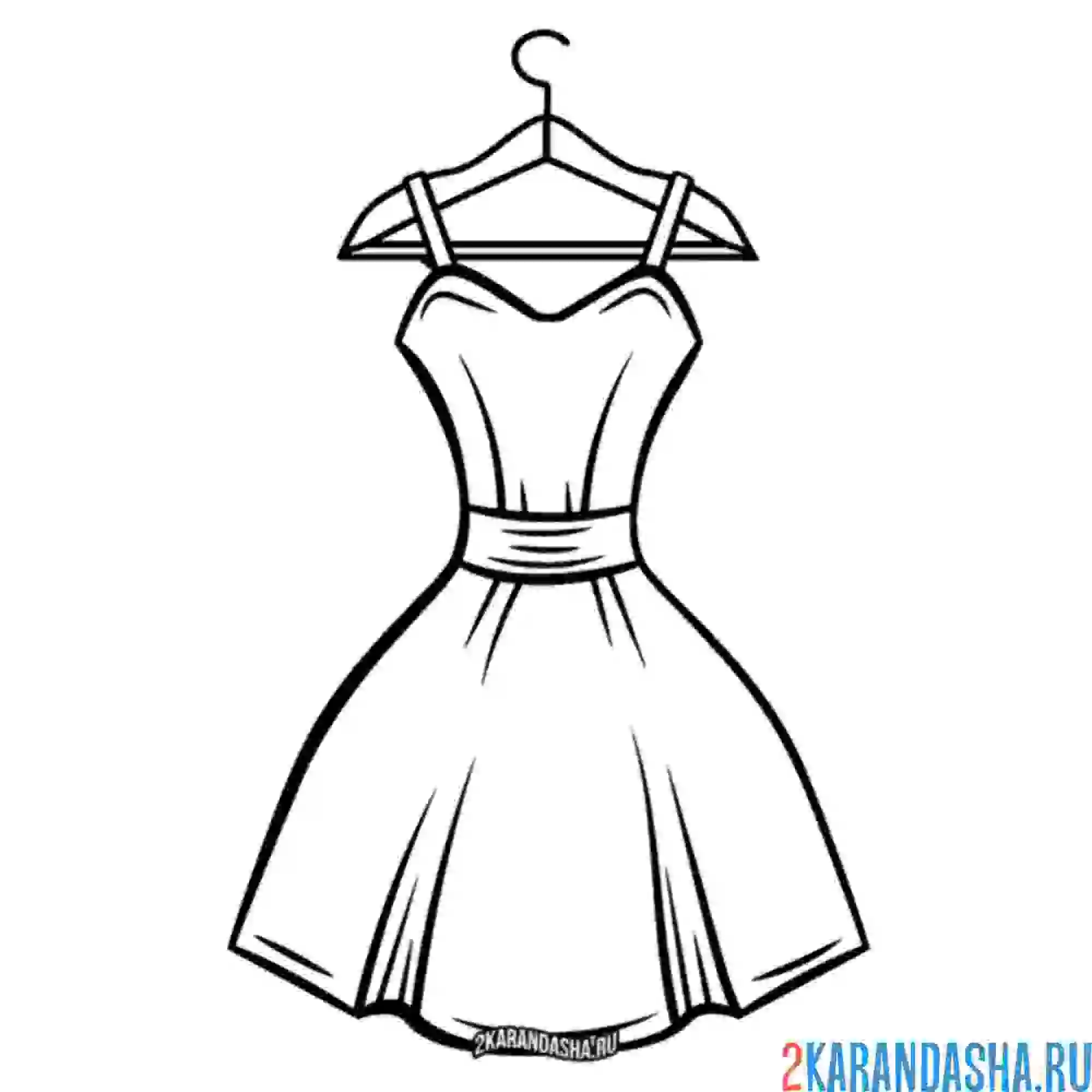 Раскраска платье с бантом на вешалке