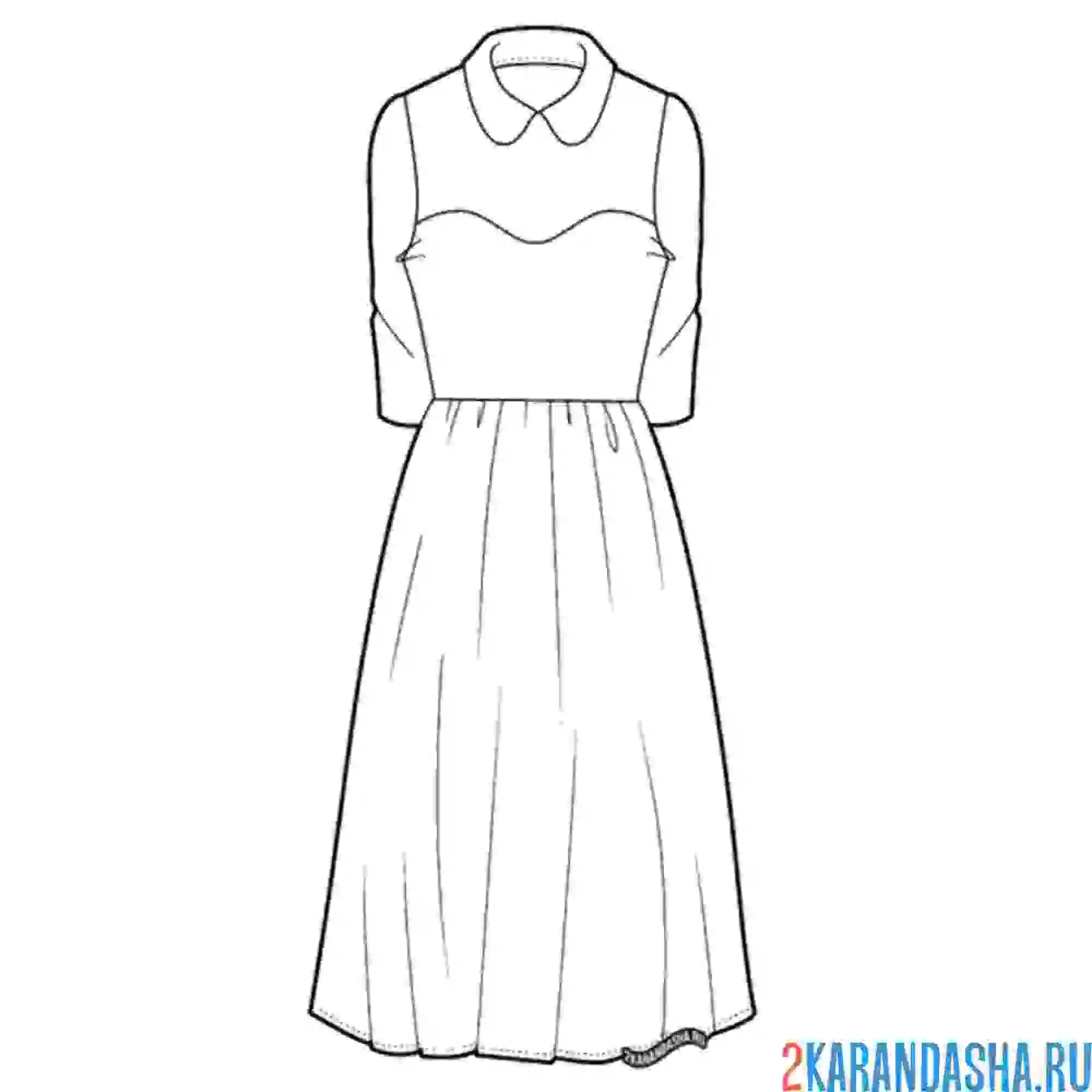 Раскраска платье с длинным рукавом