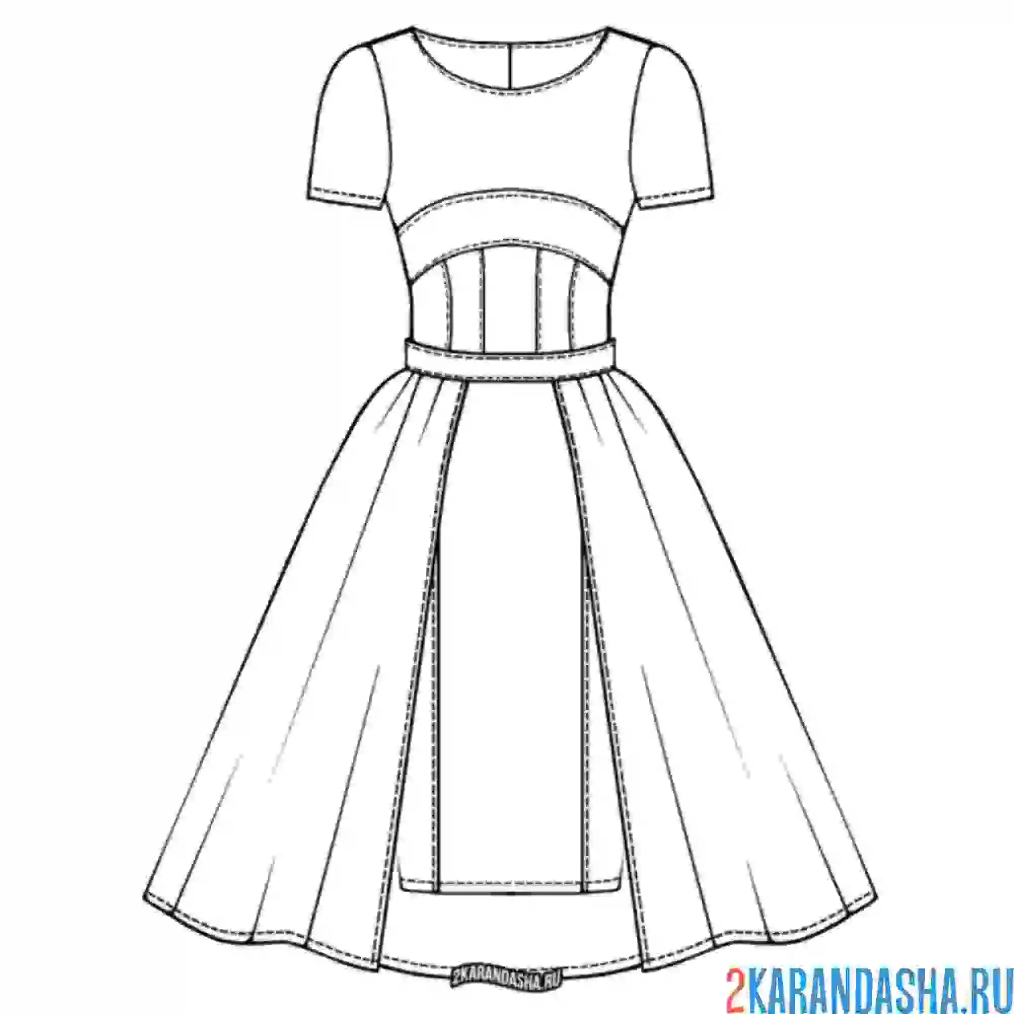 Раскраска платье с коротким рукавом