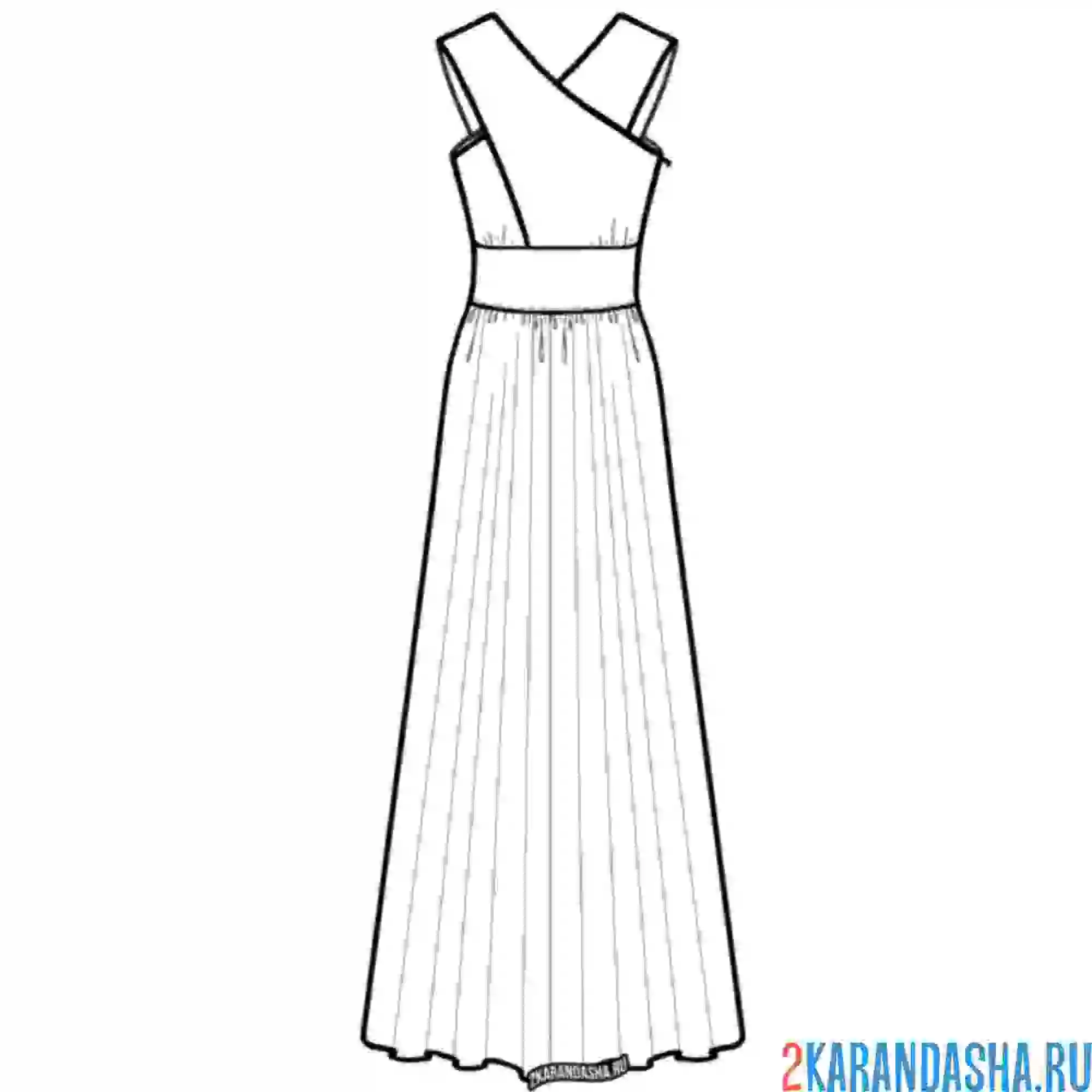 Раскраска платье с юбкой плиссе