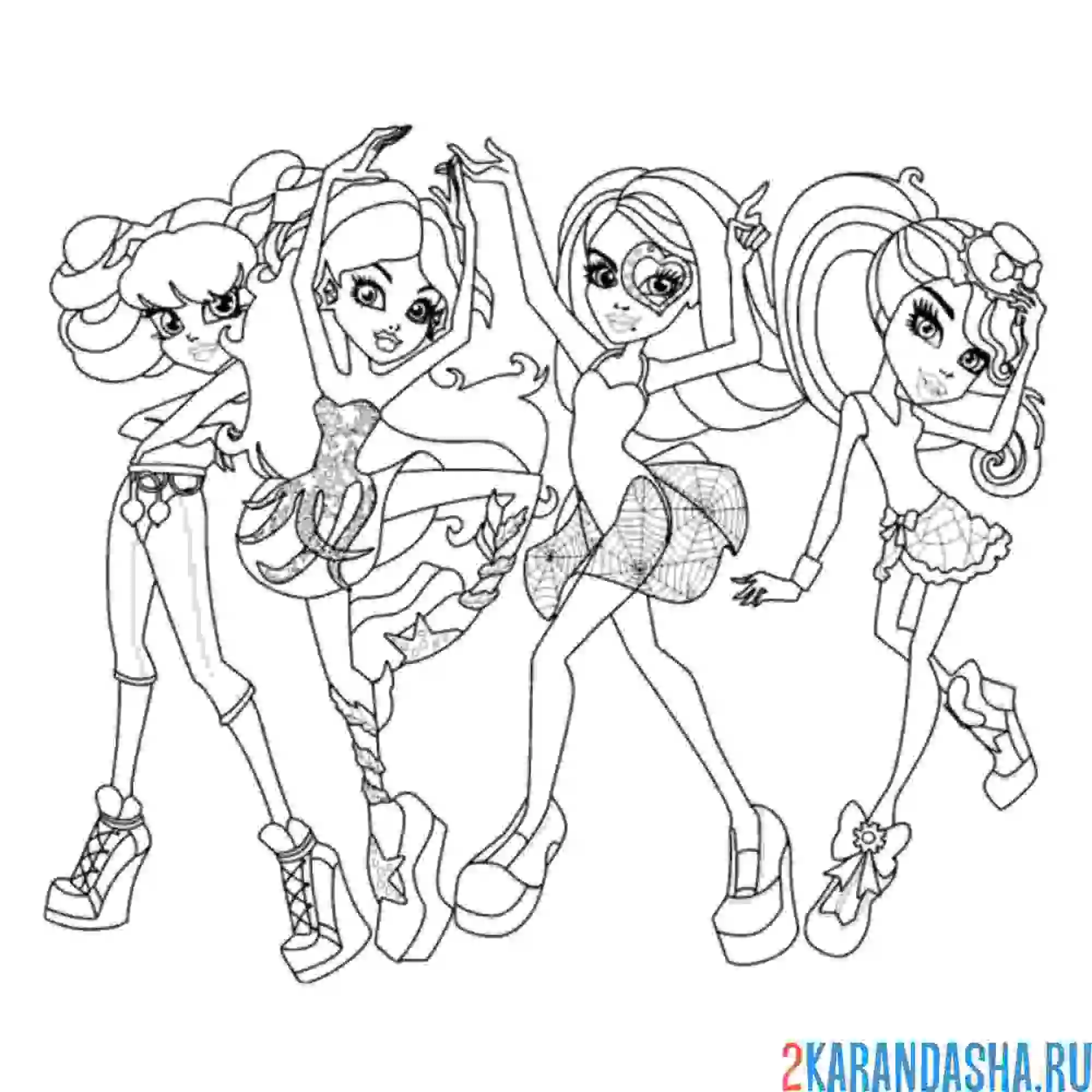 Раскраска монстр хай подружки девчонки