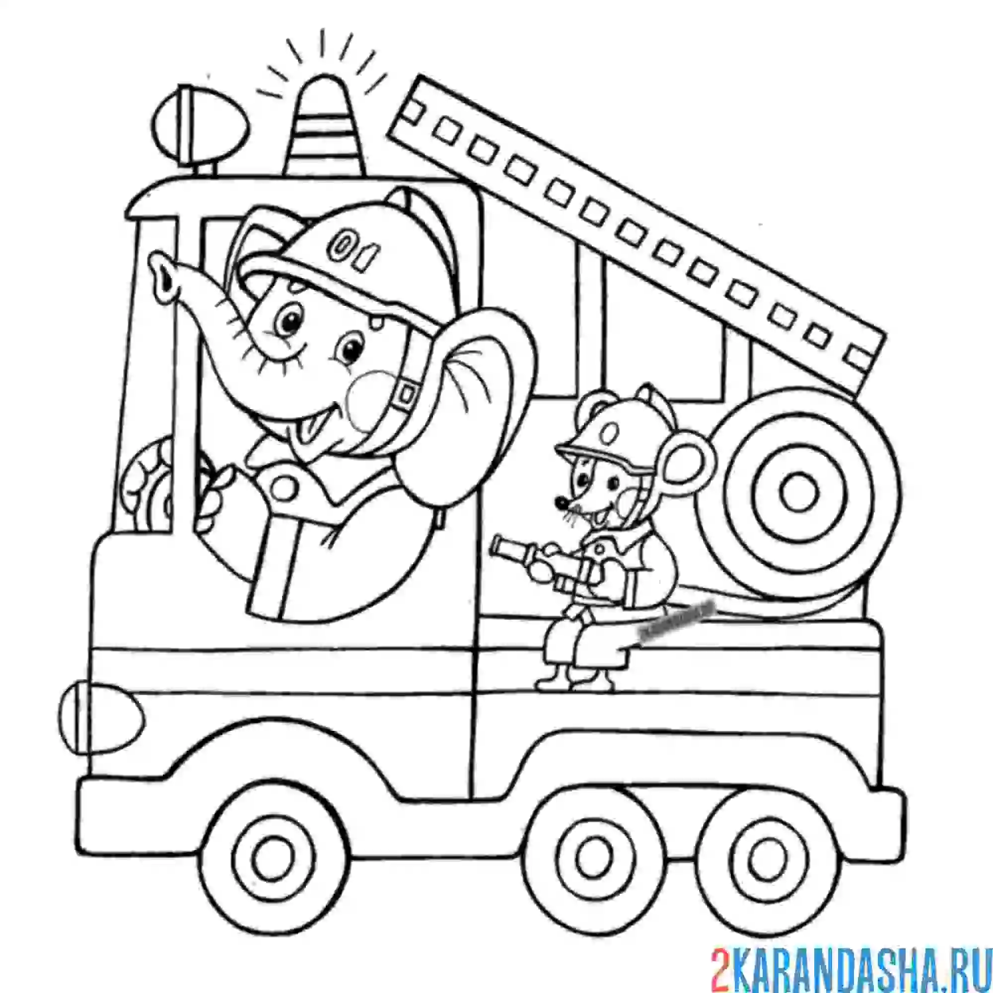 Раскраска пожарный слон