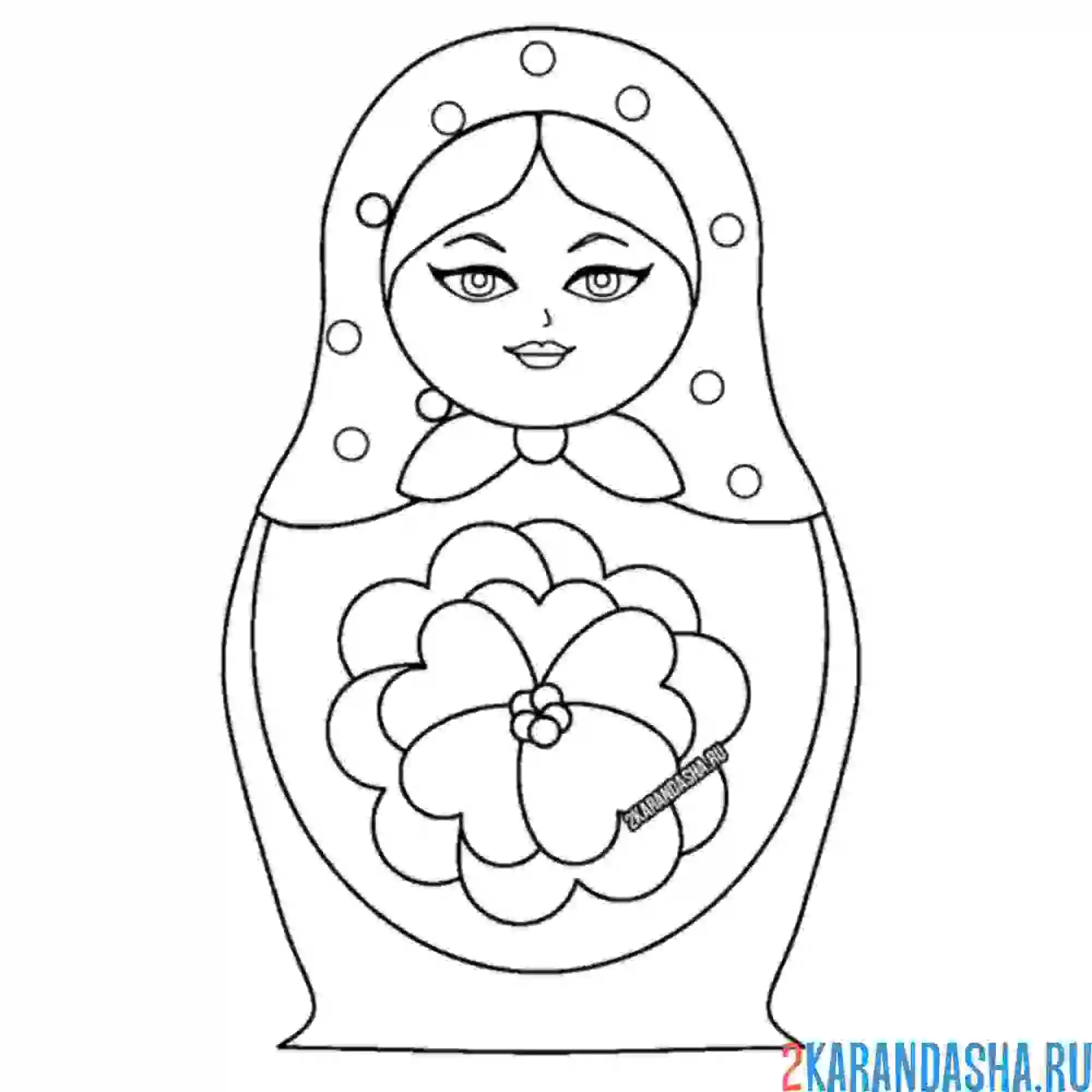 Раскраска простая матрешка