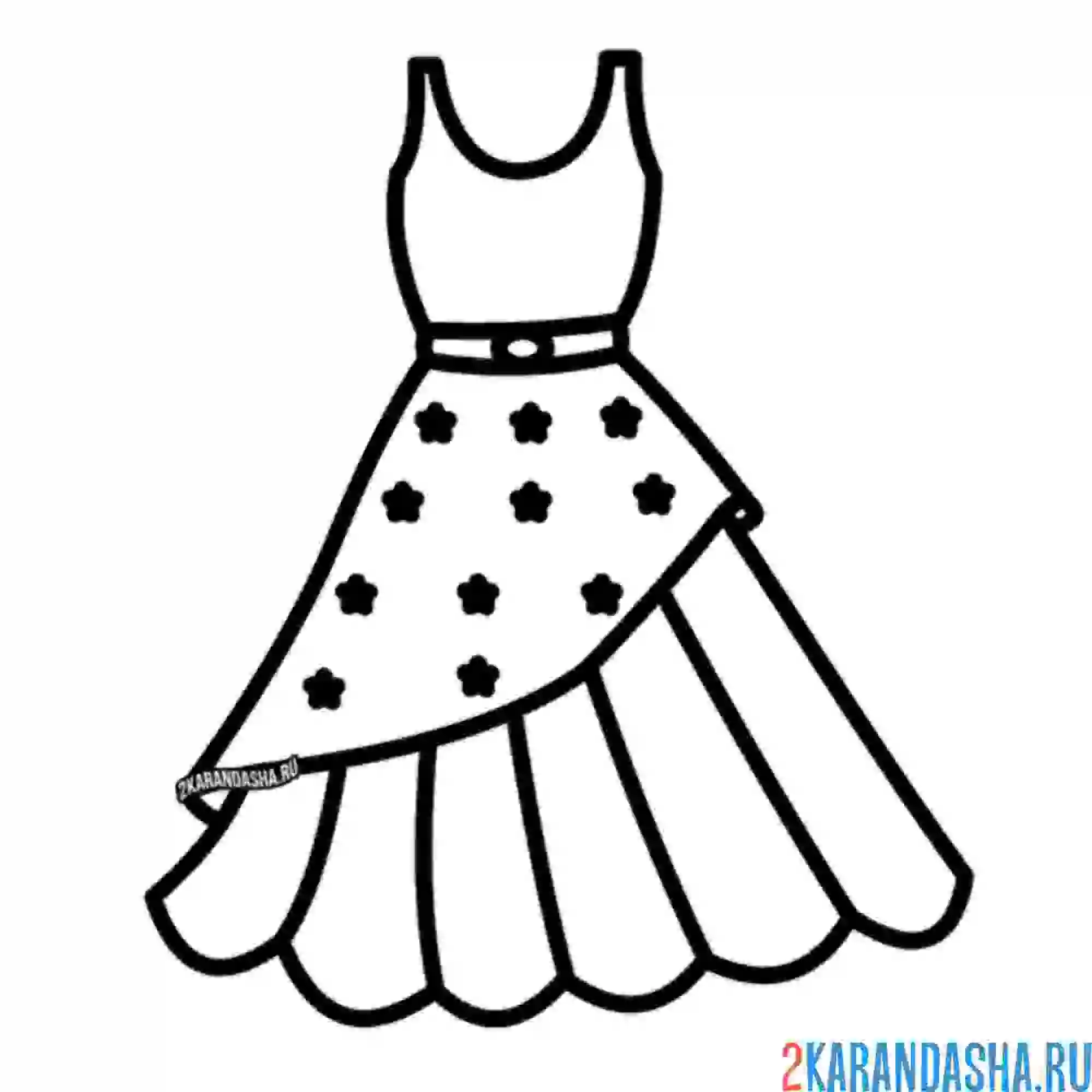 Раскраска простое летнее платье