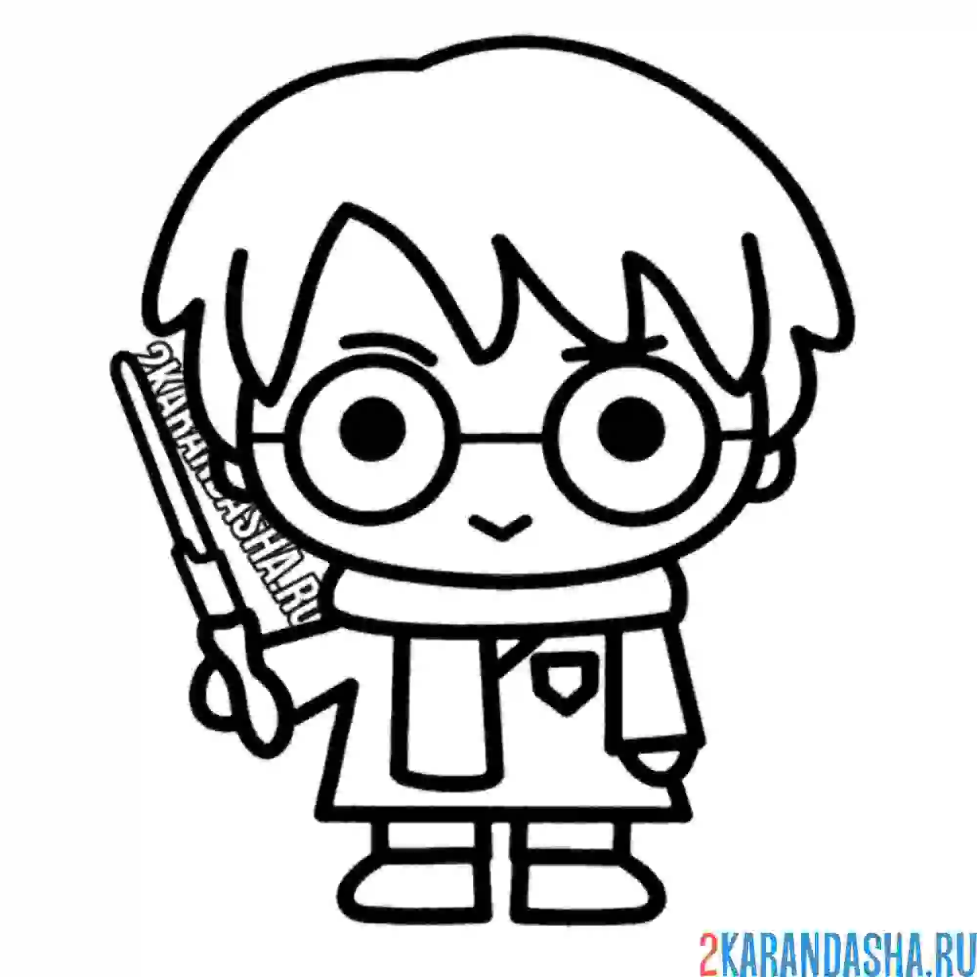 Раскраска простой рисунок гарри поттер