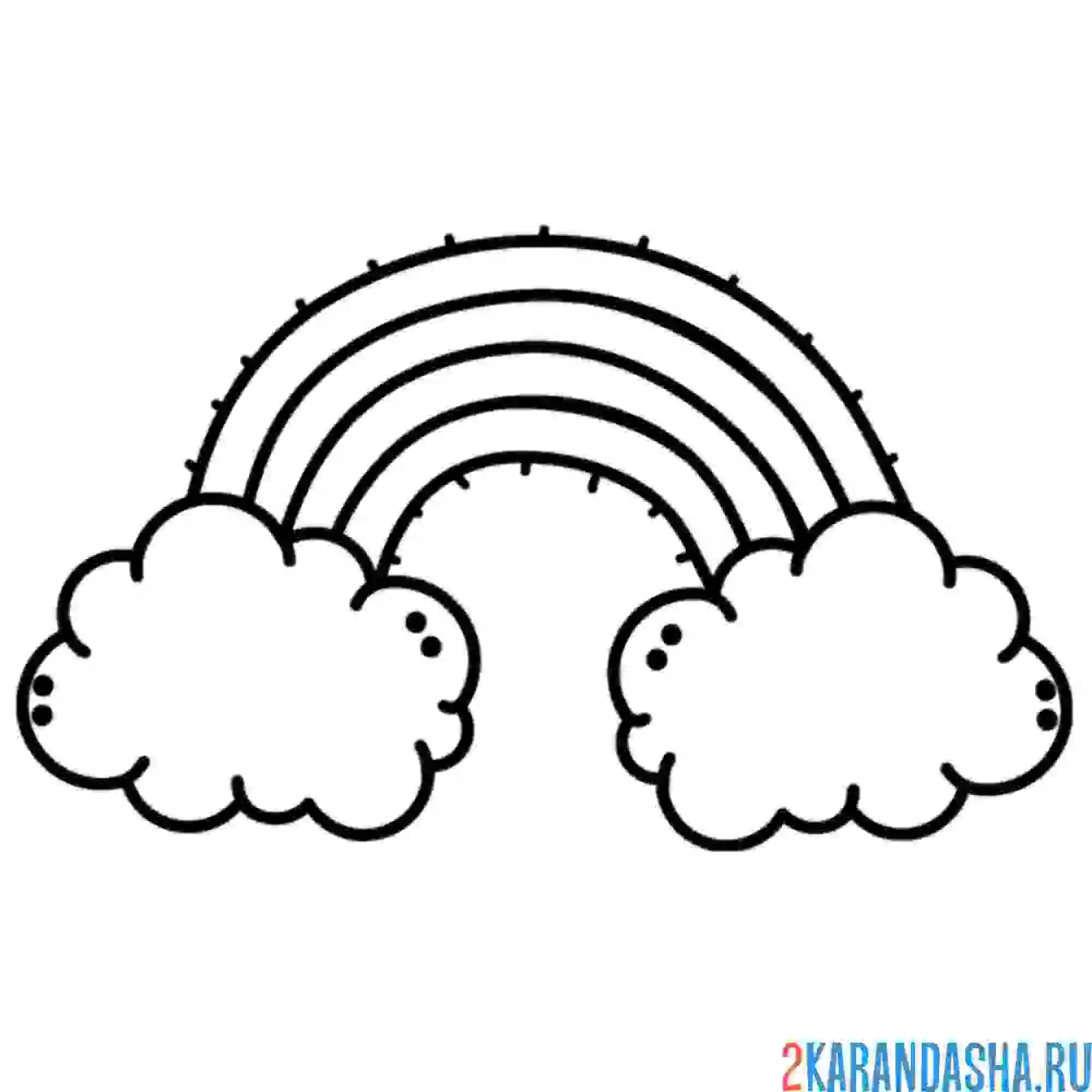Раскраска радуга и два облака