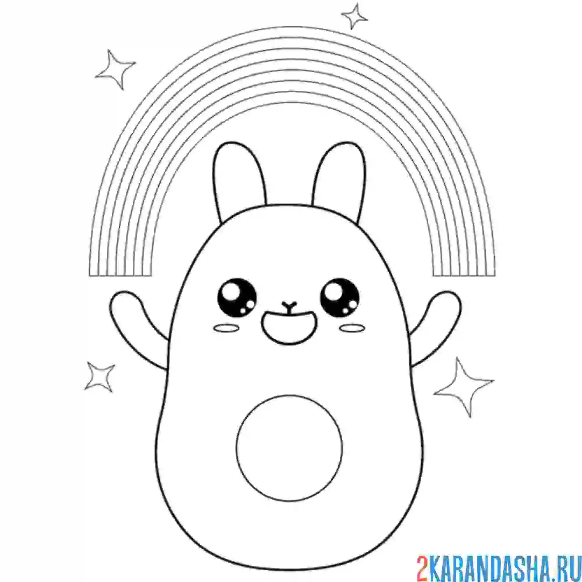 Раскраска радуга и зайка