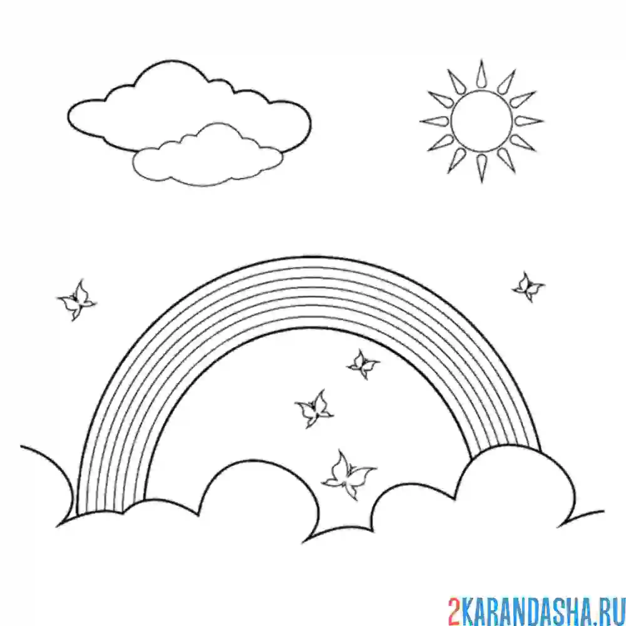 Раскраска радуга в небе
