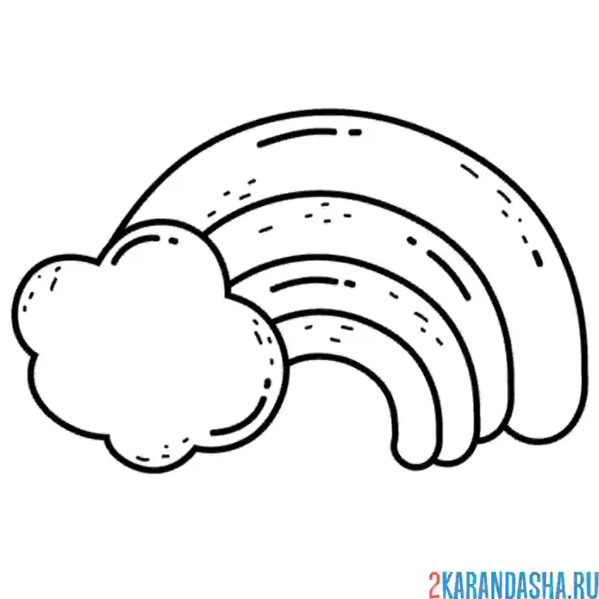 Раскраска радуга в облаках