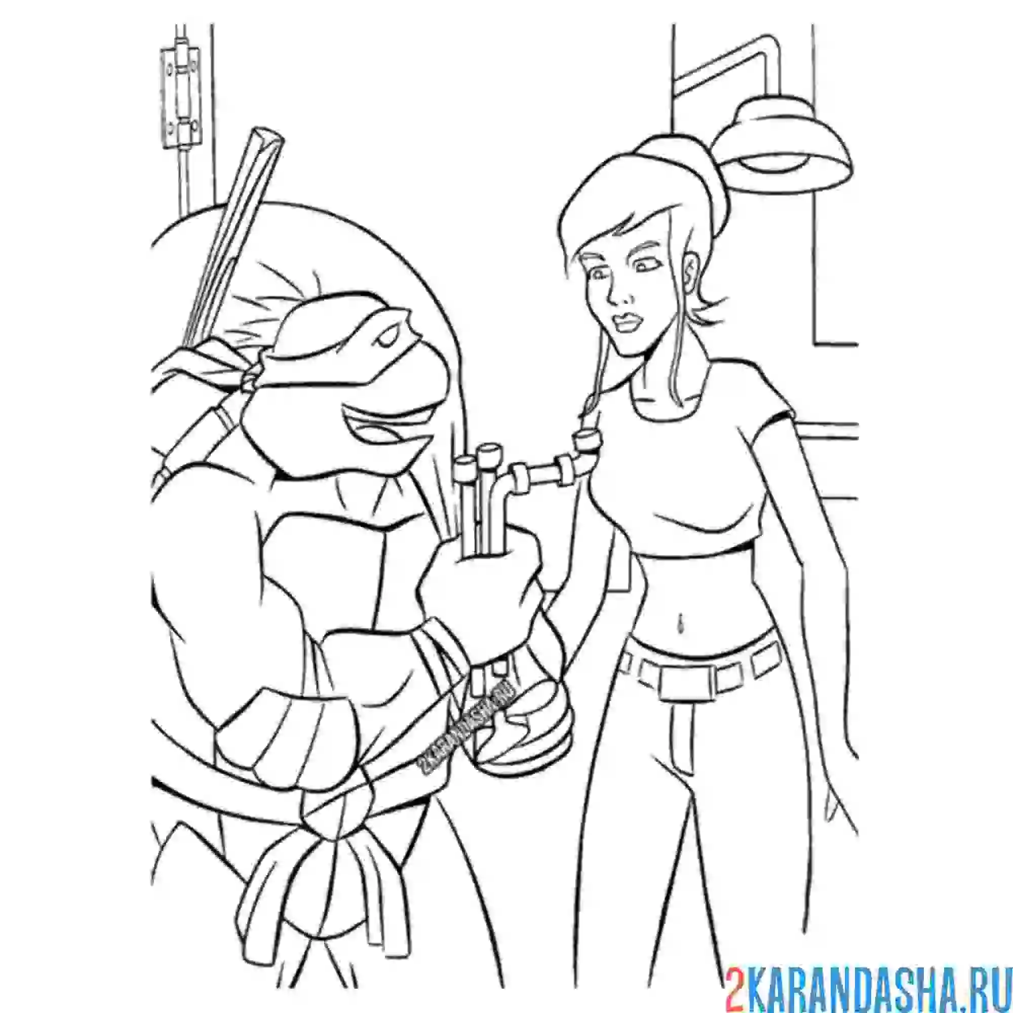 Раскраска разговор с донателло